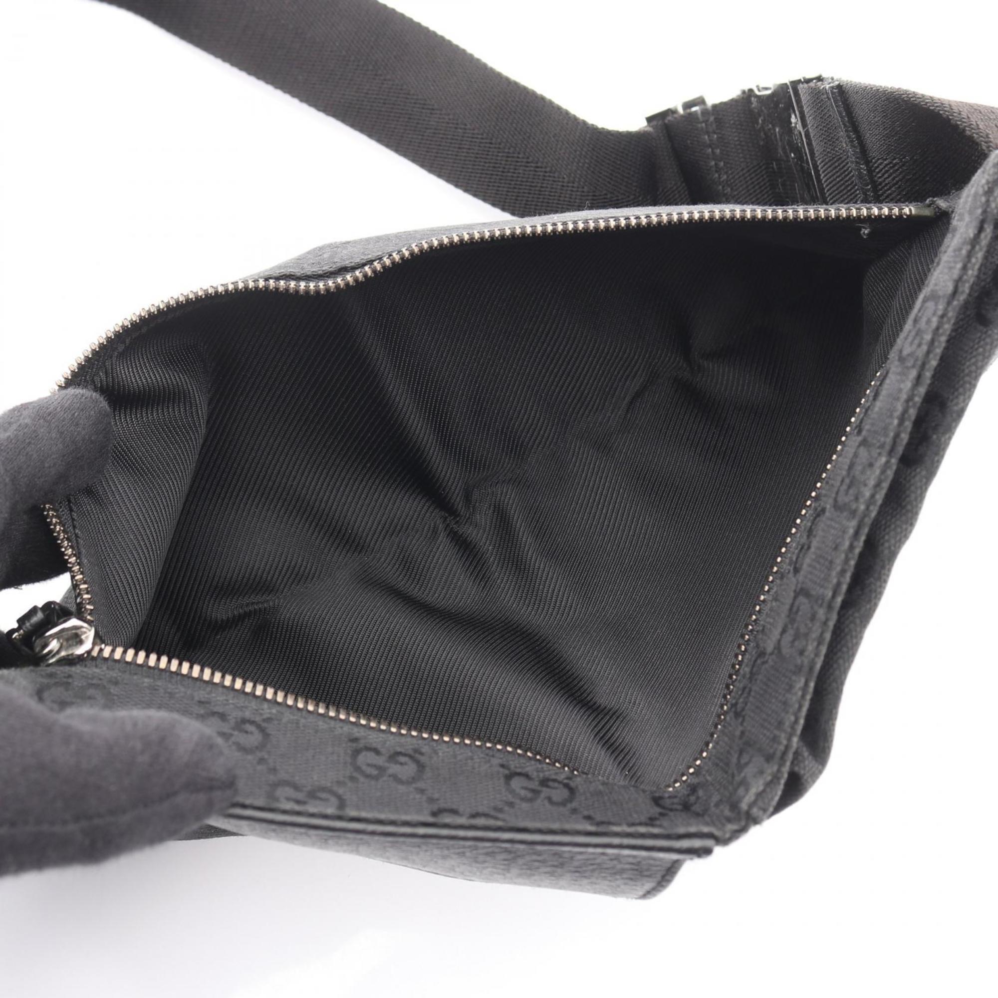 Gucci Black Gg Canvas Leather Fanny Pack Sling Bag (Pre-Owned)