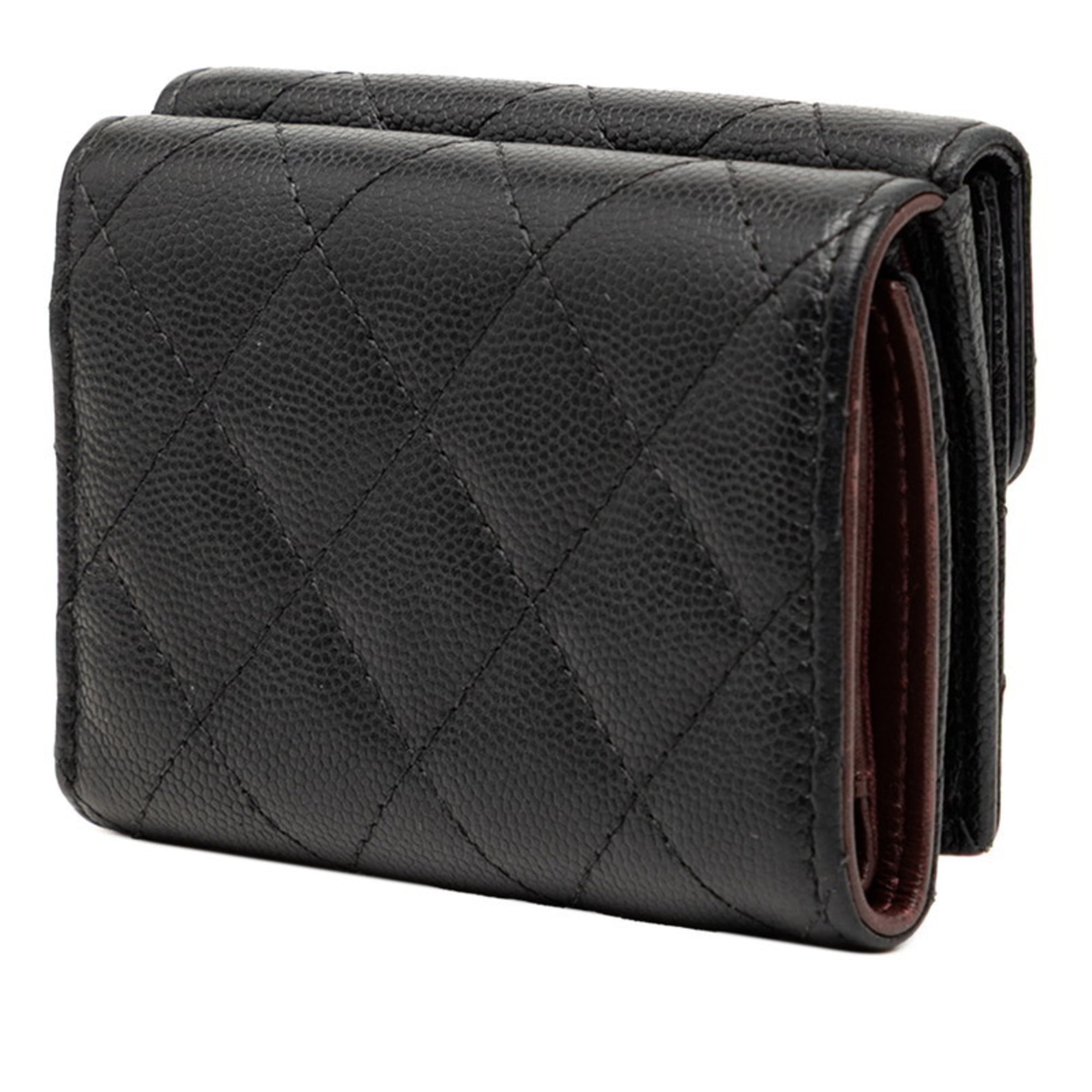 Chanel Matelasse Black Grained Calfskin Wallet (Tri-Fold) (Pre-Owned)