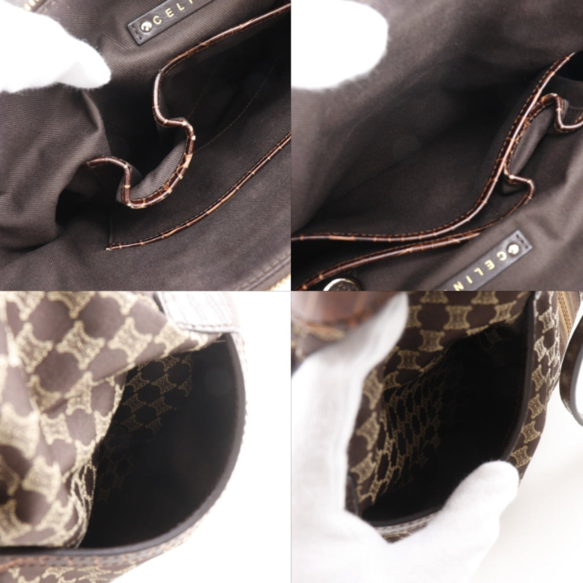Celine Brown Nylon Canvas Leather Tote Bag (Pre-Owned)