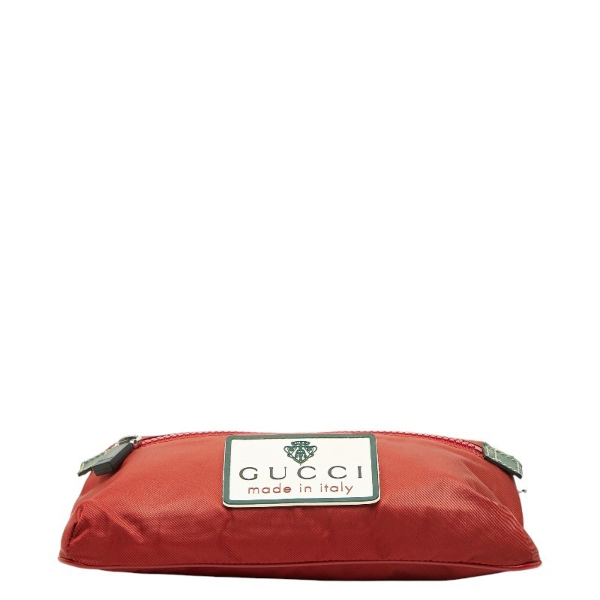 Gucci Green Red Color Nylon Shoulder Bag Sling Bag (Pre-Owned)