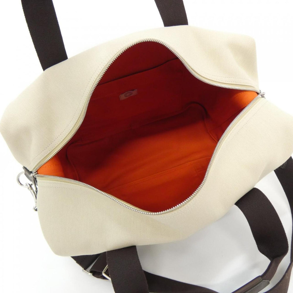Hermes Beige Feu Canvas Handbag (Pre-Owned)