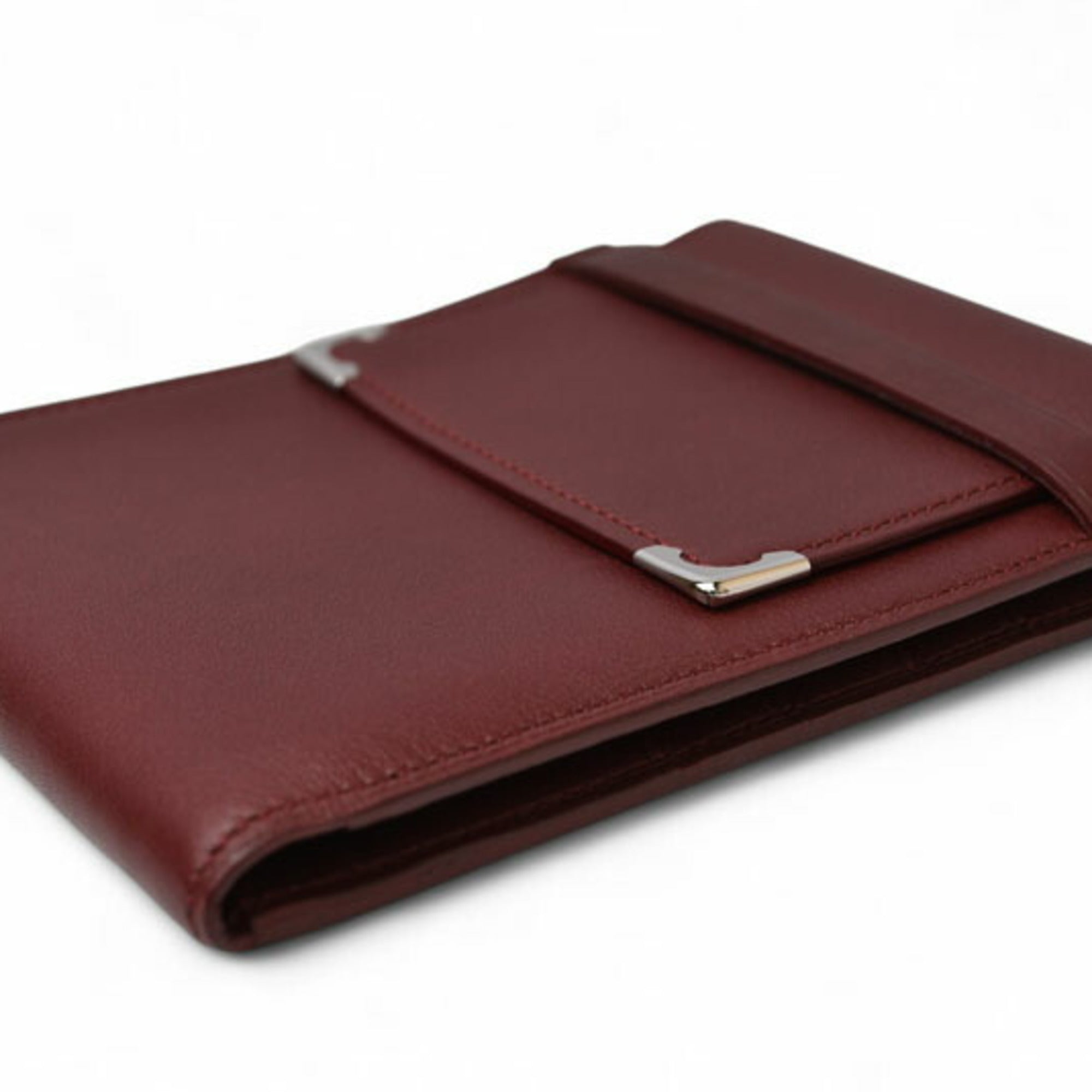 Cartier Bordeaux Leather Wallet (Tri-Fold) (Pre-Owned)