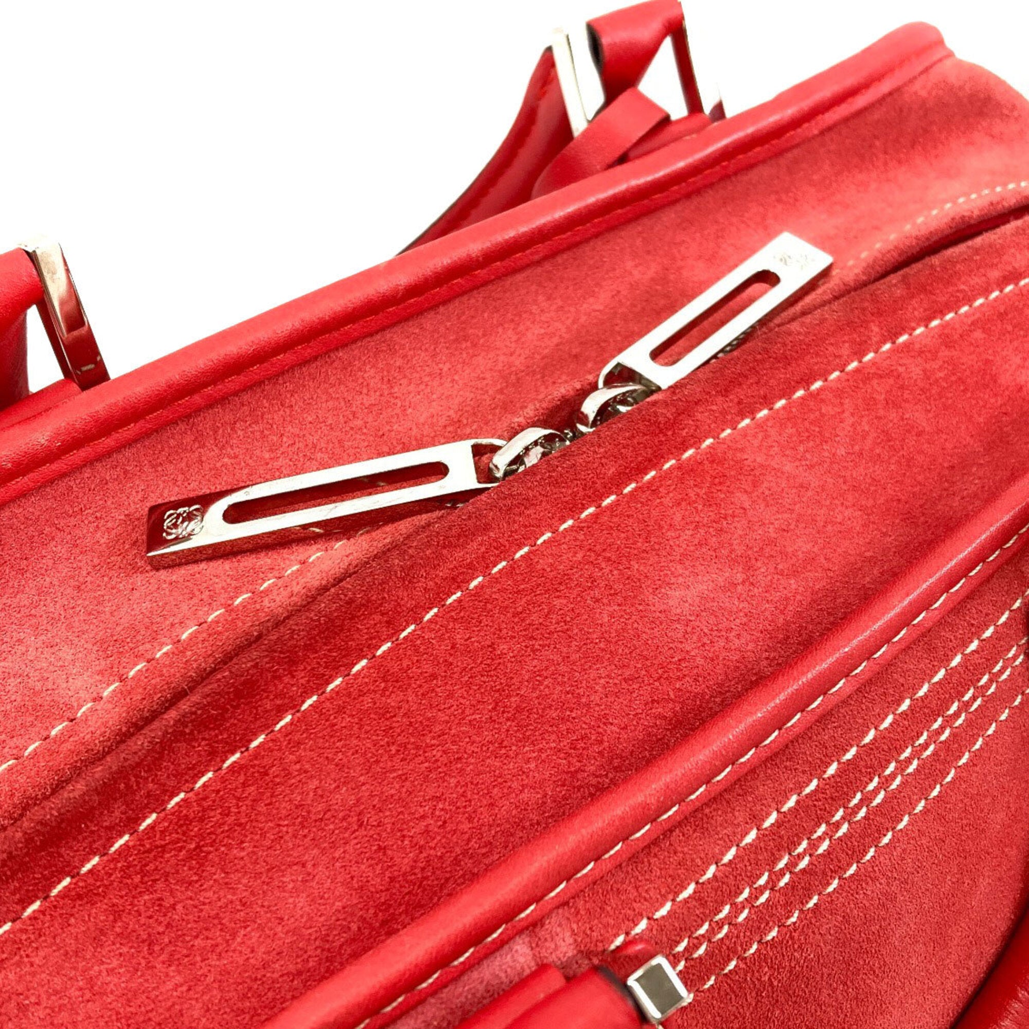 Loewe Red Color Suede Handbag (Pre-Owned)