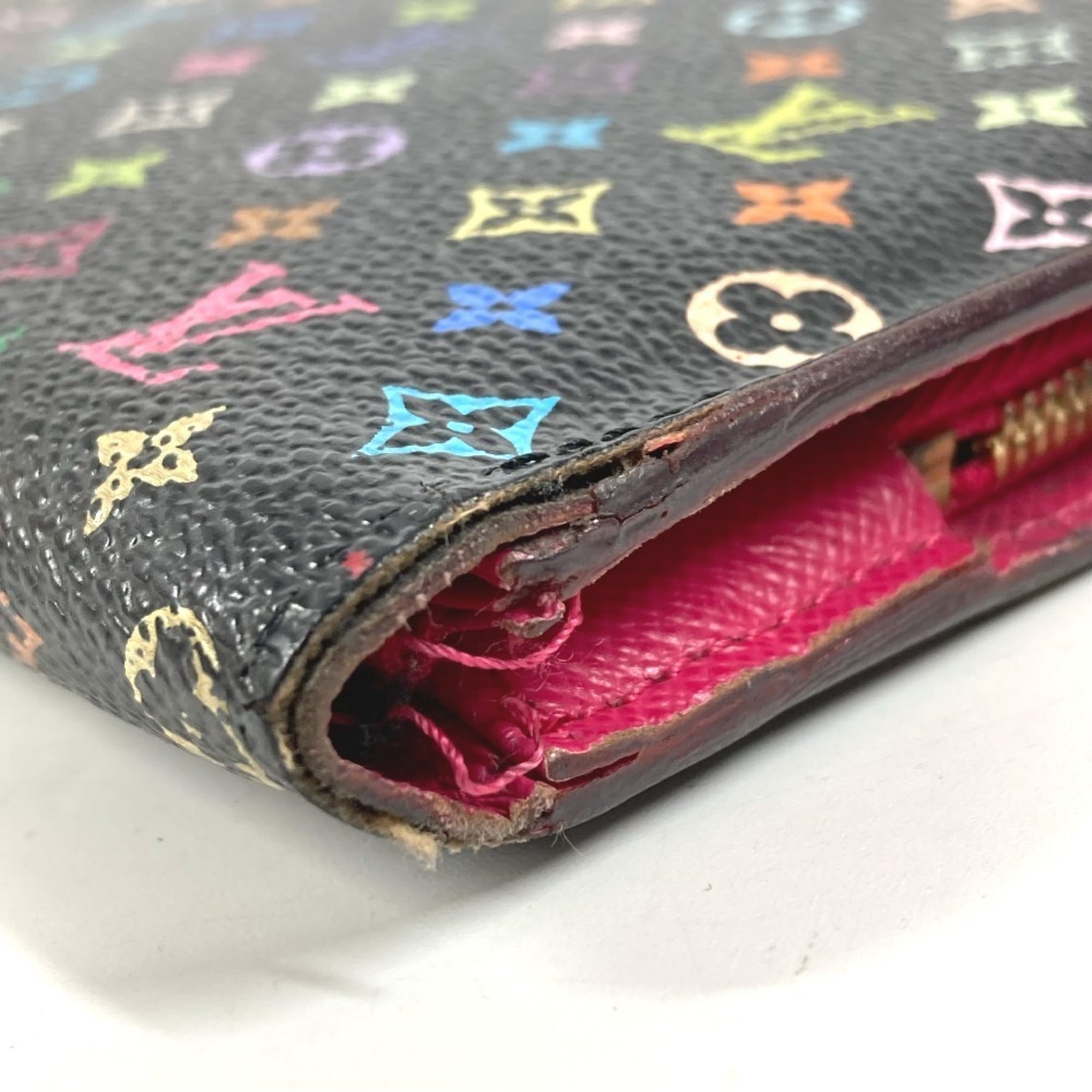 Louis Vuitton Black Pink Monogram Multicolore Long Wallet (Bi-Fold) (Pre-Owned)