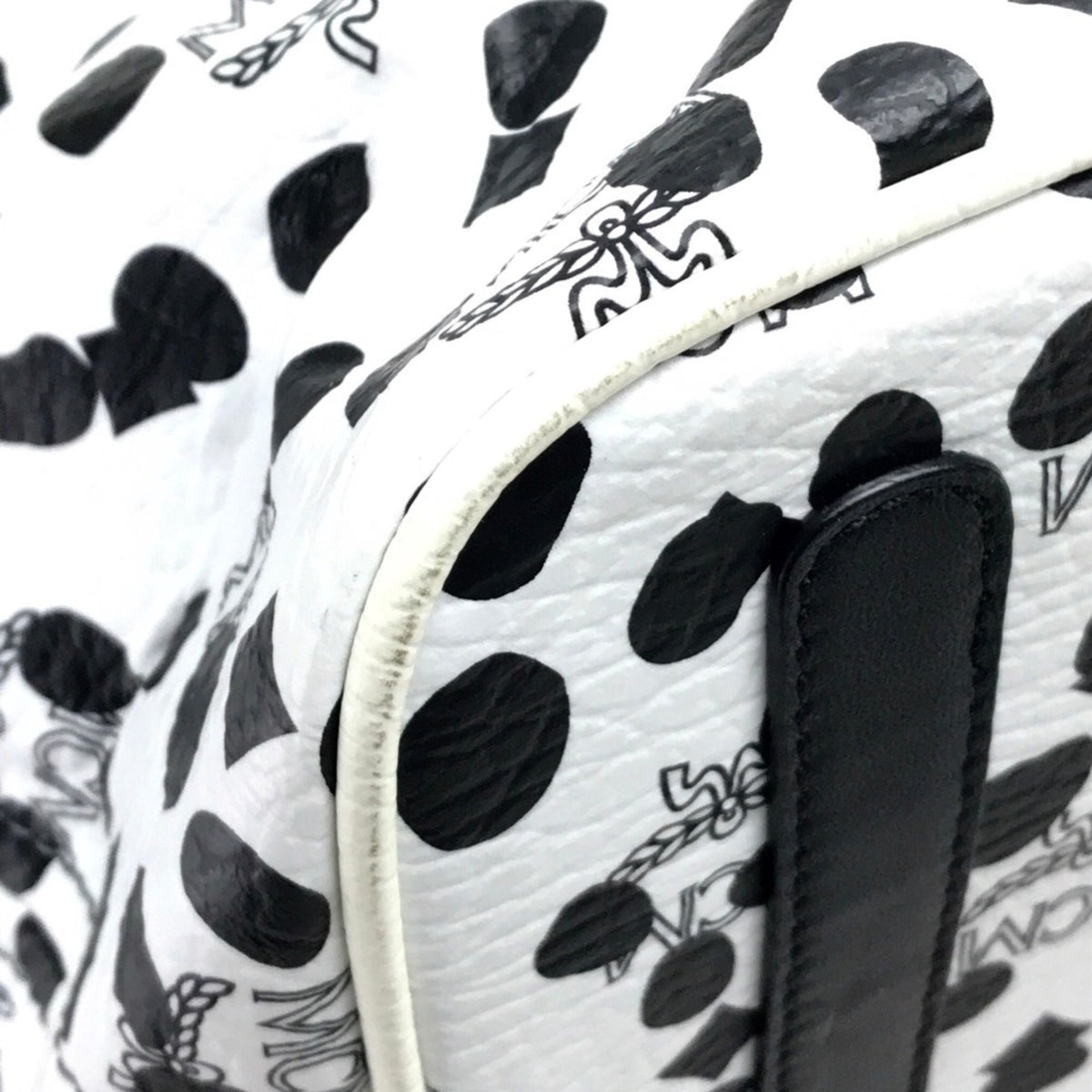 Mcm Black White Leather Shoulder Bag Tote Bag (Pre-Owned)