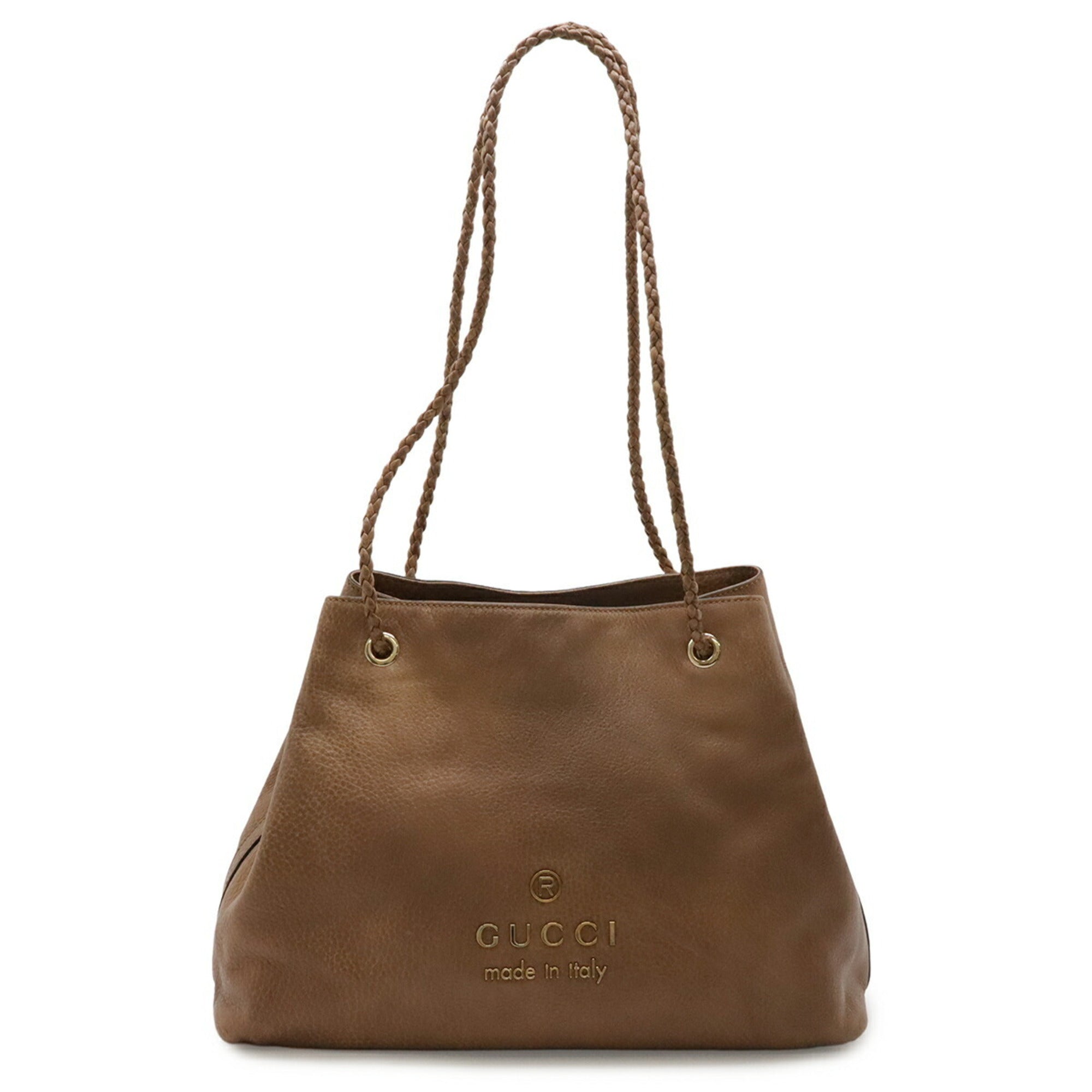 Gucci Brown Leather Shoulder Bag Tote Bag (Pre-Owned)