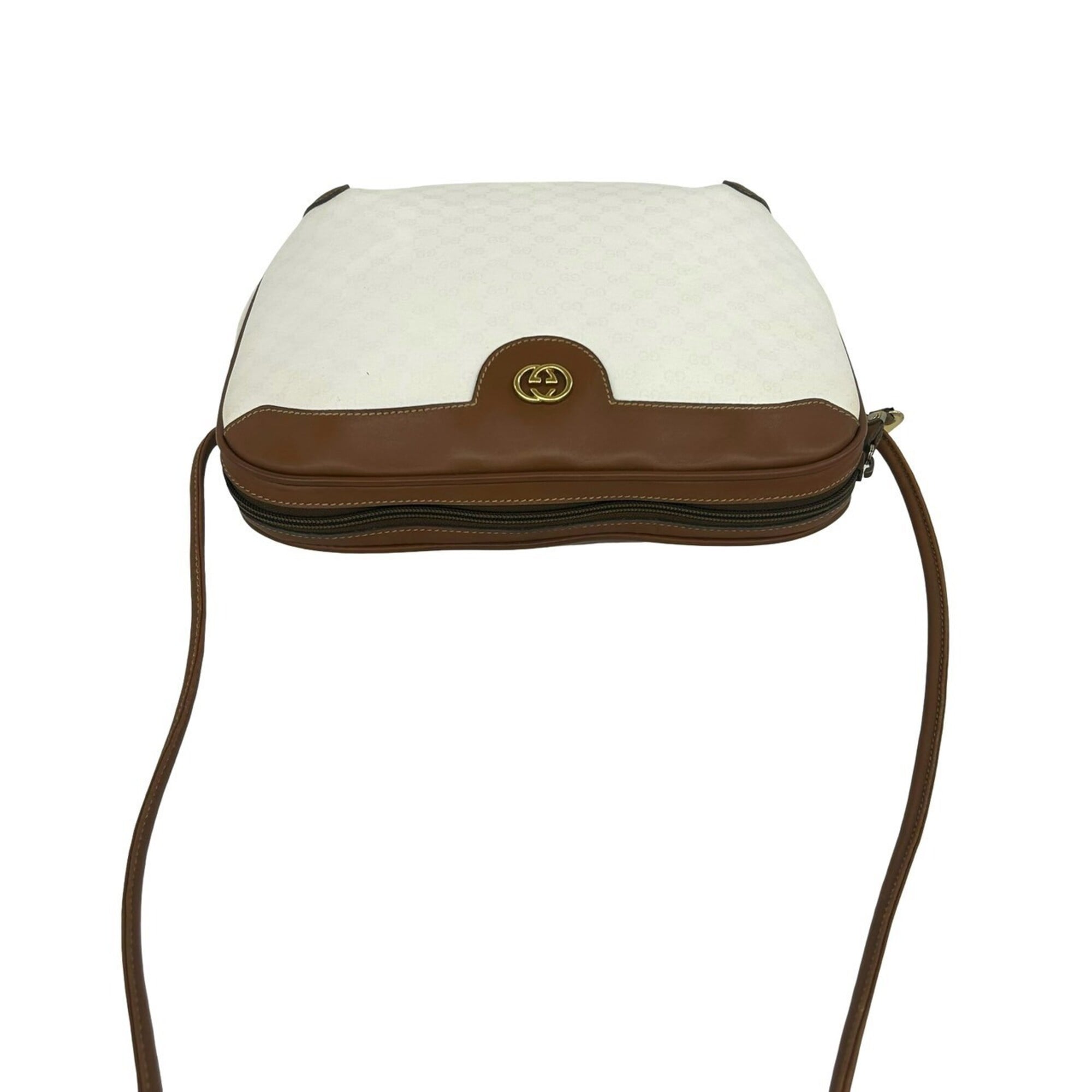 Gucci Brown White Leather Pvc Pochette Shoulder Bag (Pre-Owned)