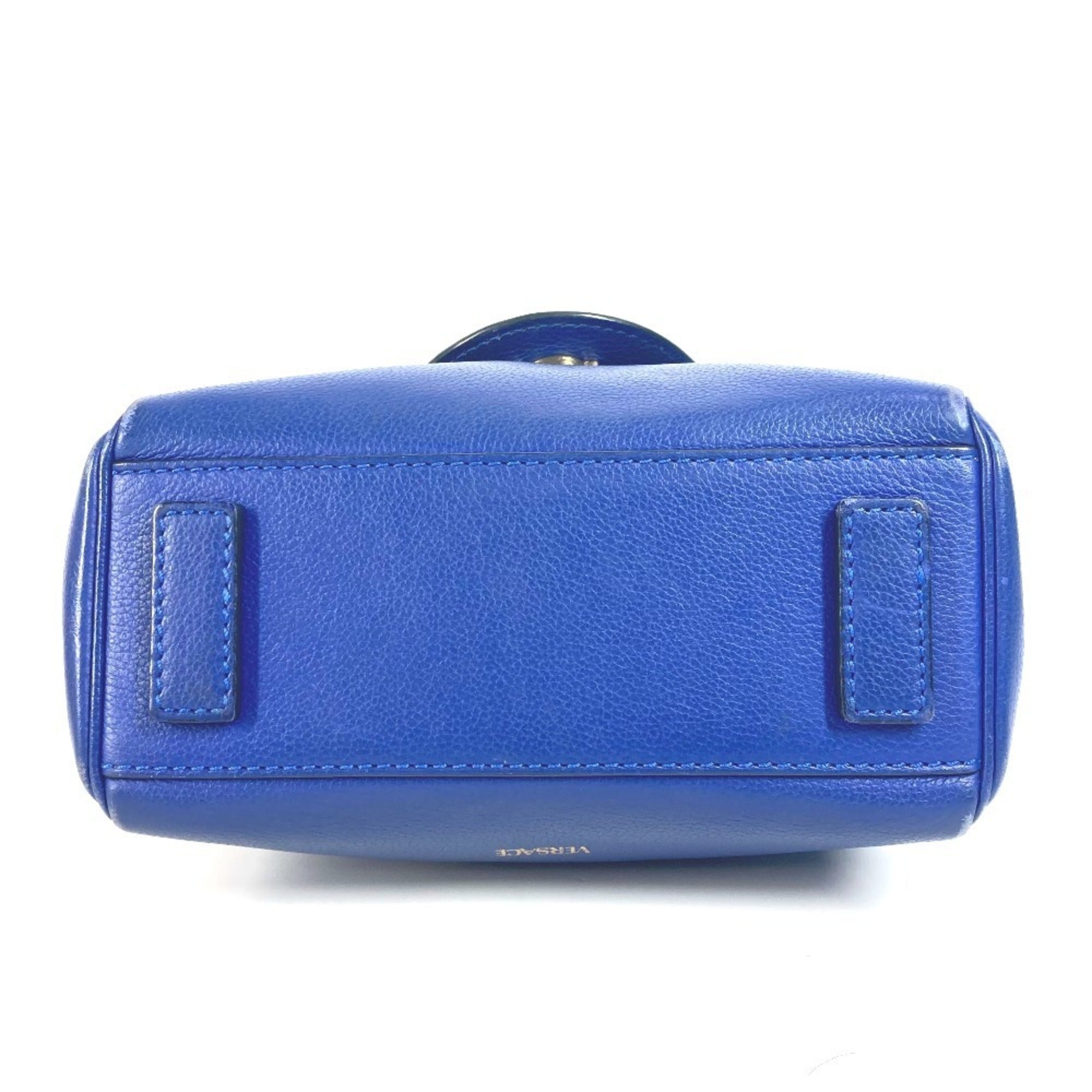Versace Blue Leather Handbag Shoulder Bag (Pre-Owned)