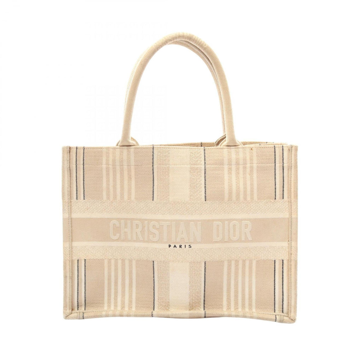 Christian Dior Beige Black Ivory Canvas Handbag Tote Bag (Pre-Owned)