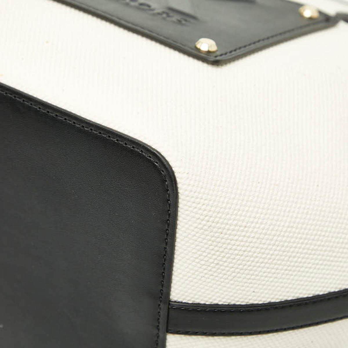 Michael Kors Black White Canvas Leather Tote Bag (Pre-Owned)