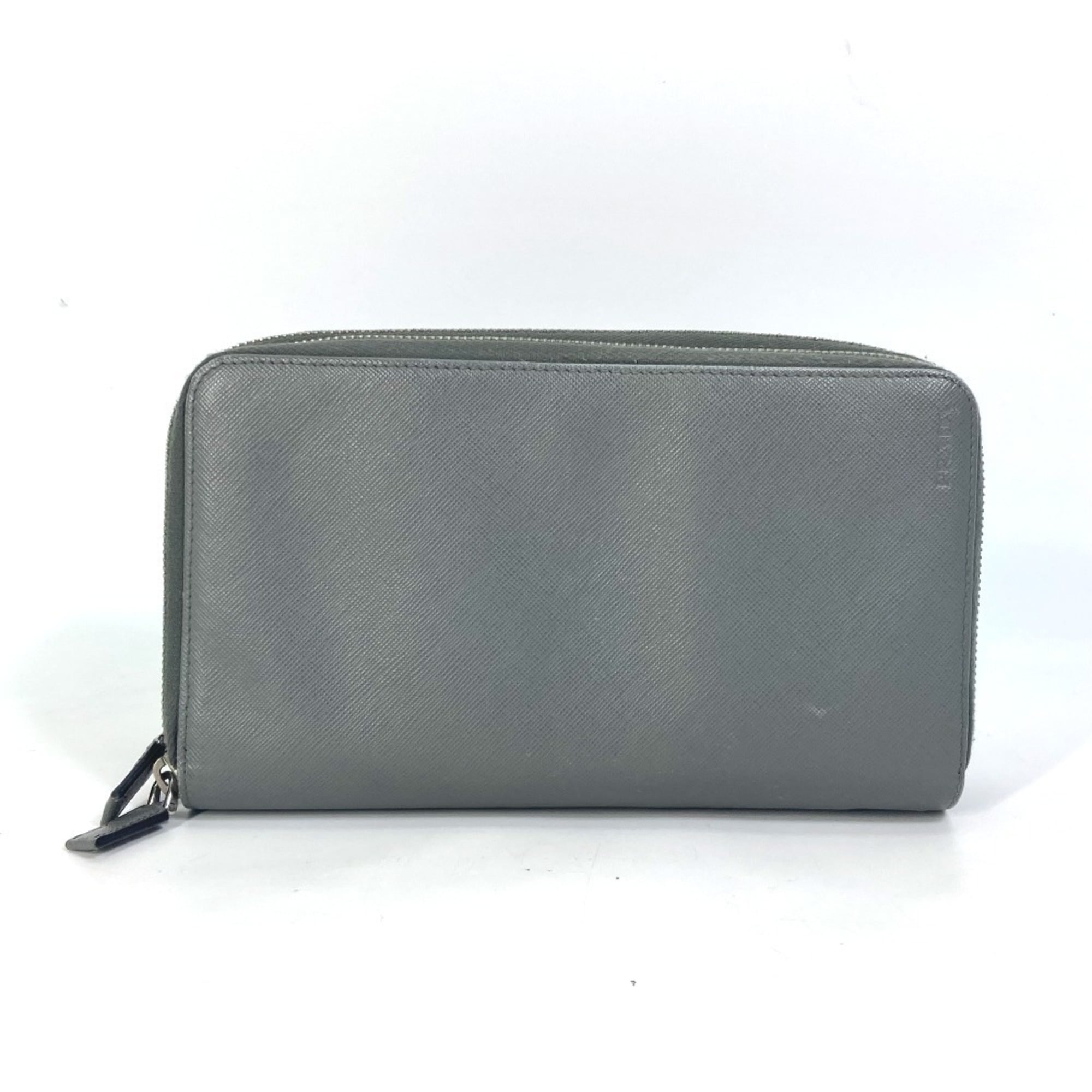 Prada Gray Saffiano Long Wallet (Bi-Fold) (Pre-Owned)
