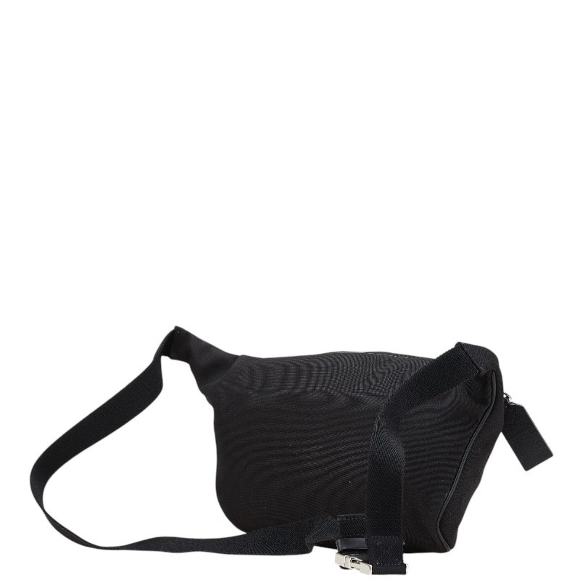 Valentino Black Canvas Leather Shoulder Bag (Pre-Owned)