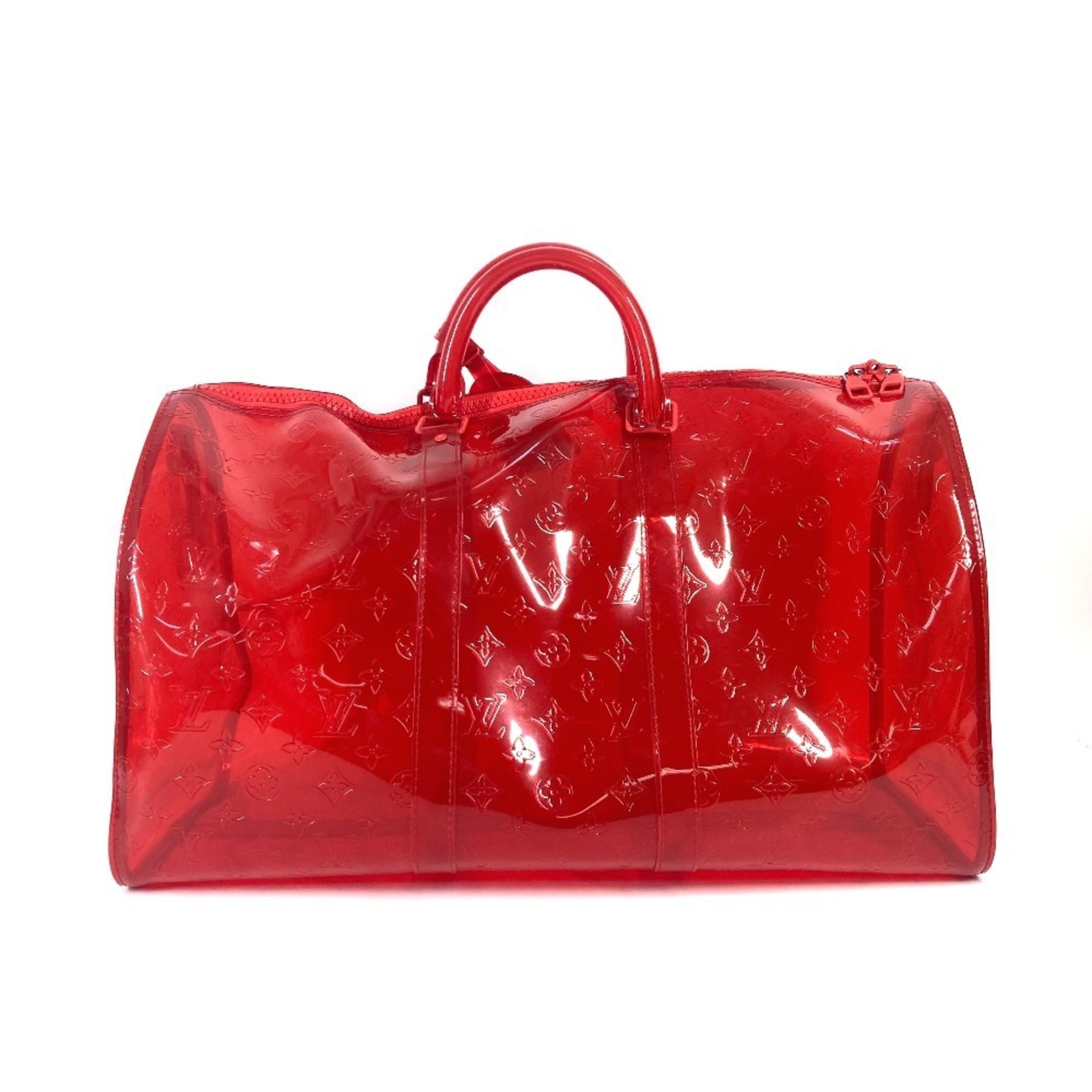 Louis Vuitton Red Color Vinyl Boston Bag Handbag Shoulder Bag (Pre-Owned)