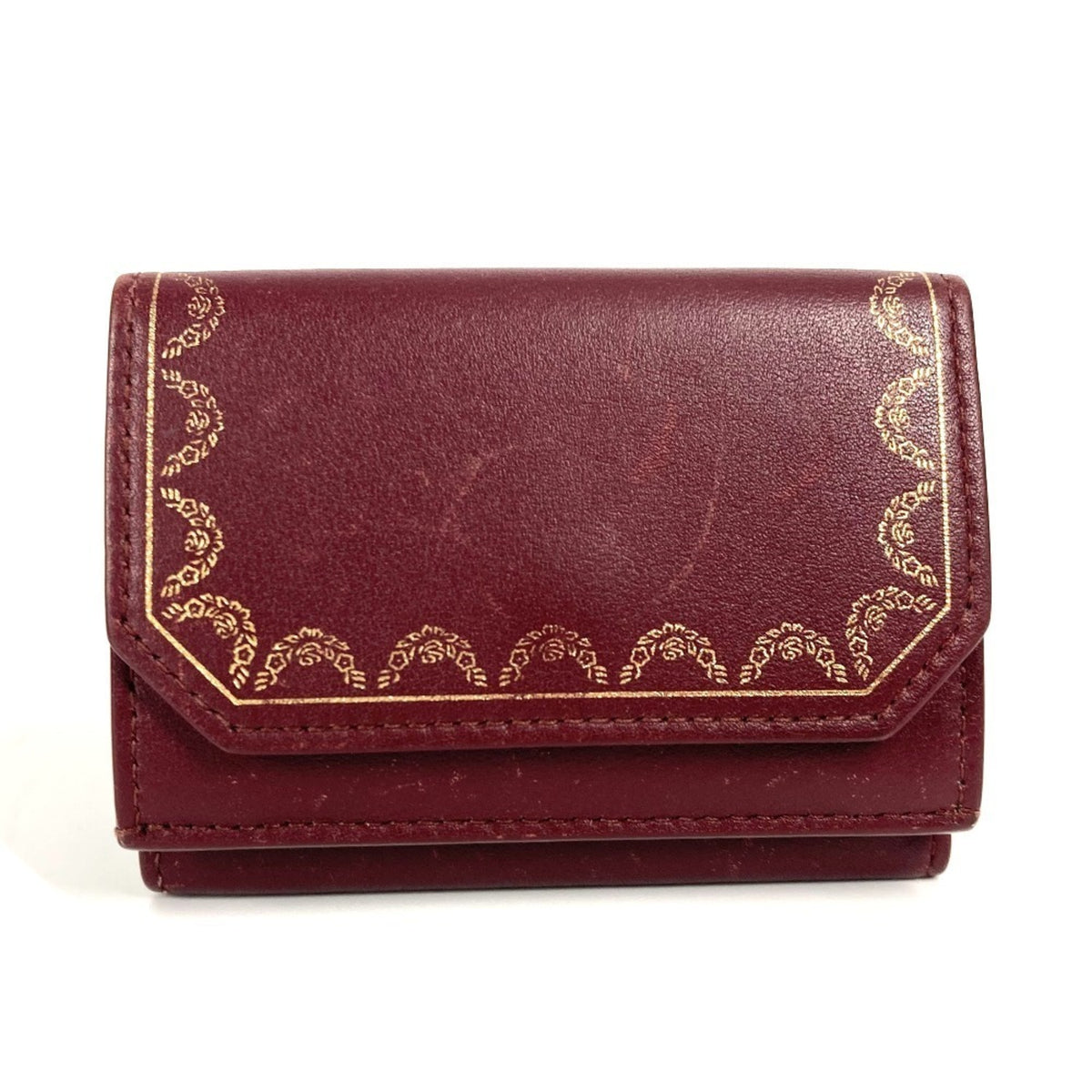 Cartier Wine Red Leather Wallet (Tri-Fold) (Pre-Owned)