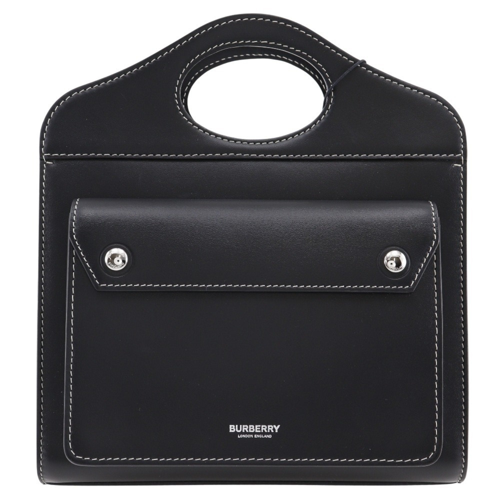 Burberry Black Leather Handbag (Pre-Owned)