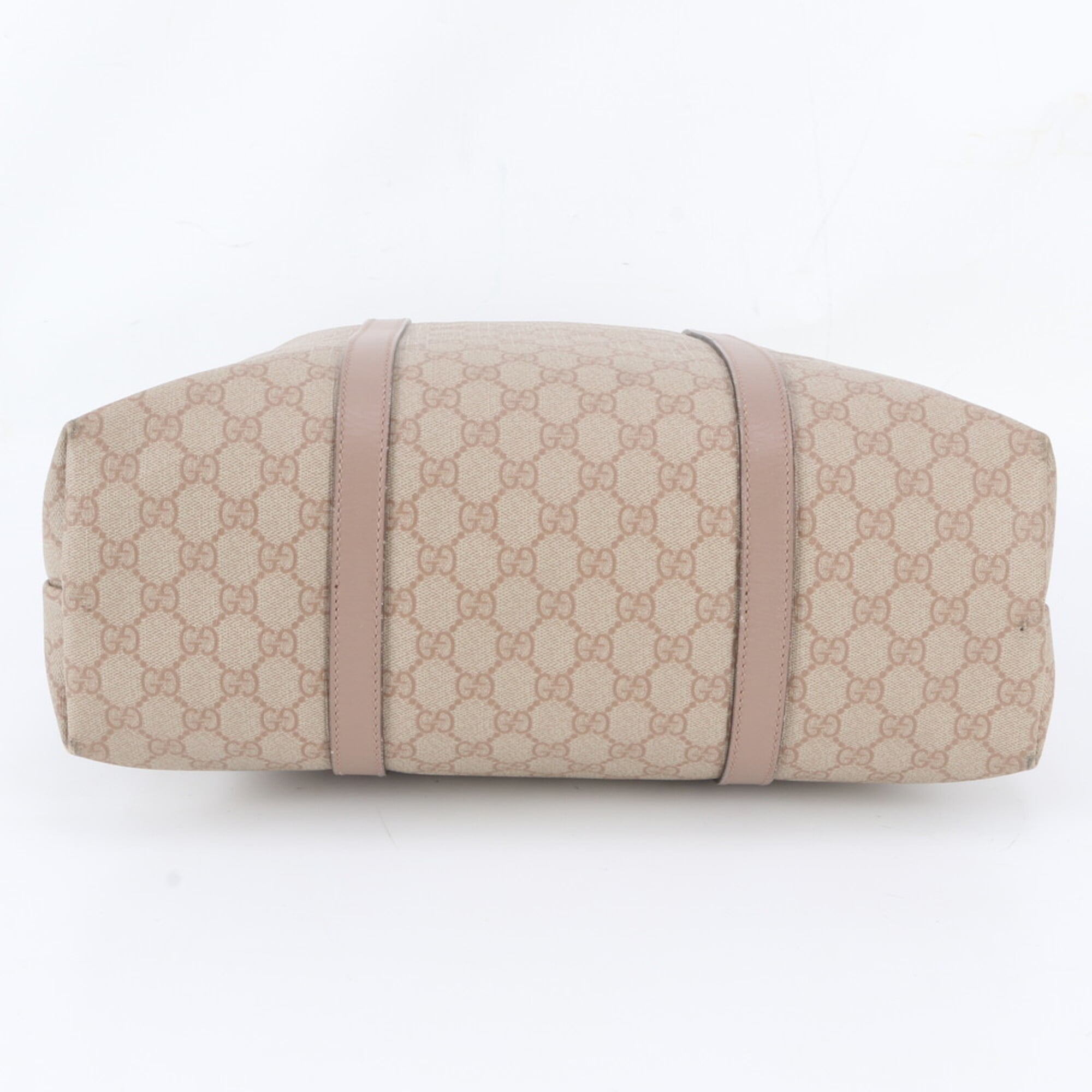 Gucci Sherry Line Pink Beige Leather Coated Canvas Handbag Shoulder Bag Tote Bag (Pre-Owned)