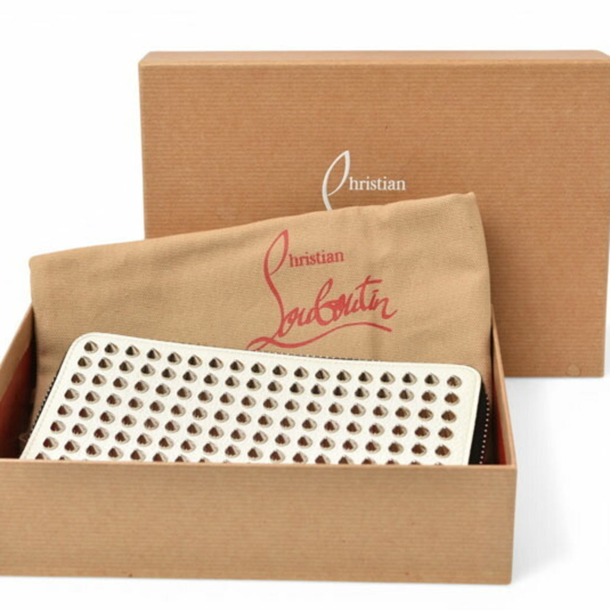Christian Louboutin White Leather Long Wallet (Bi-Fold) (Pre-Owned)