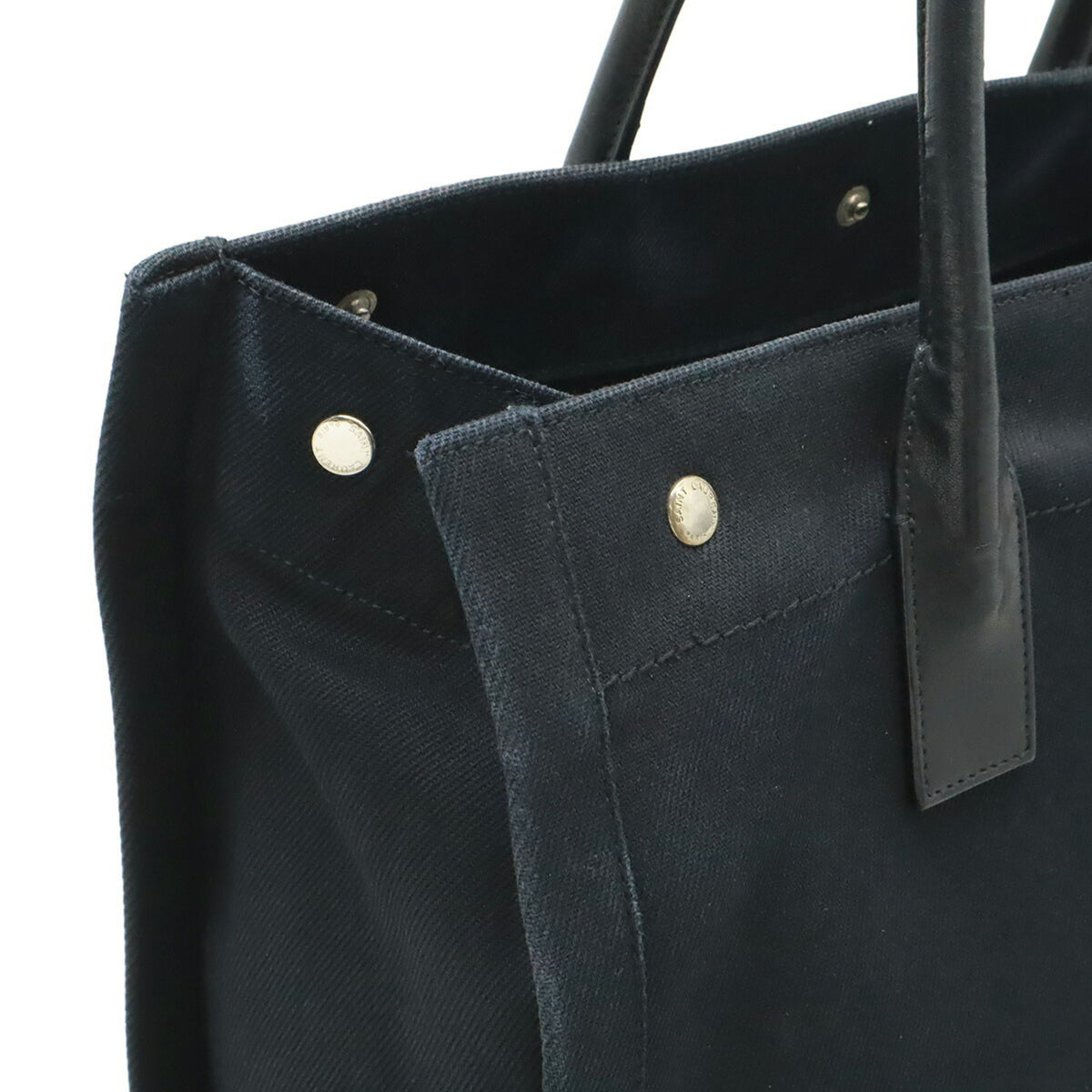 Yves Saint Laurent Black Canvas Leather Tote Bag (Pre-Owned)
