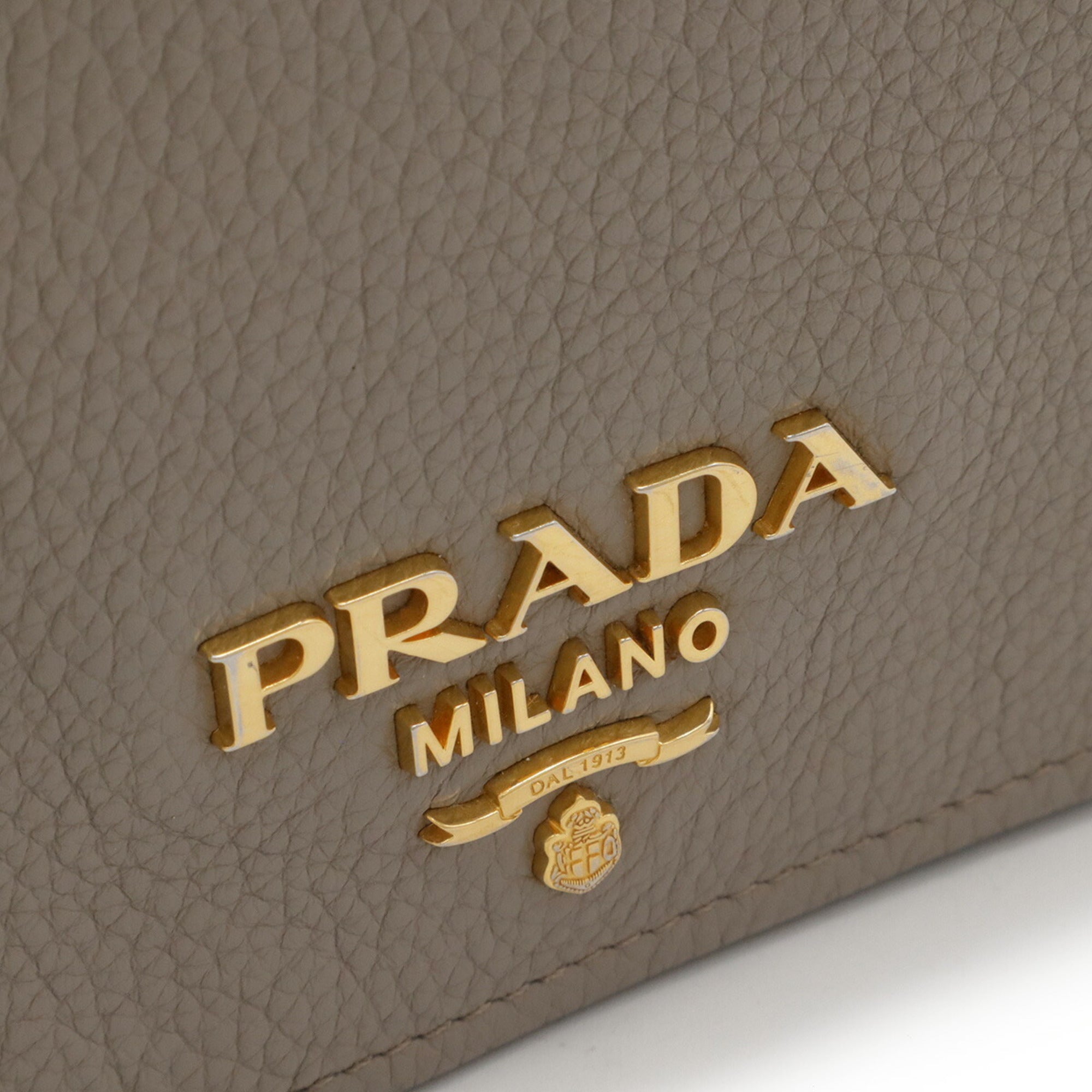 Prada Grayish Leather Pochette Shoulder Bag (Pre-Owned)