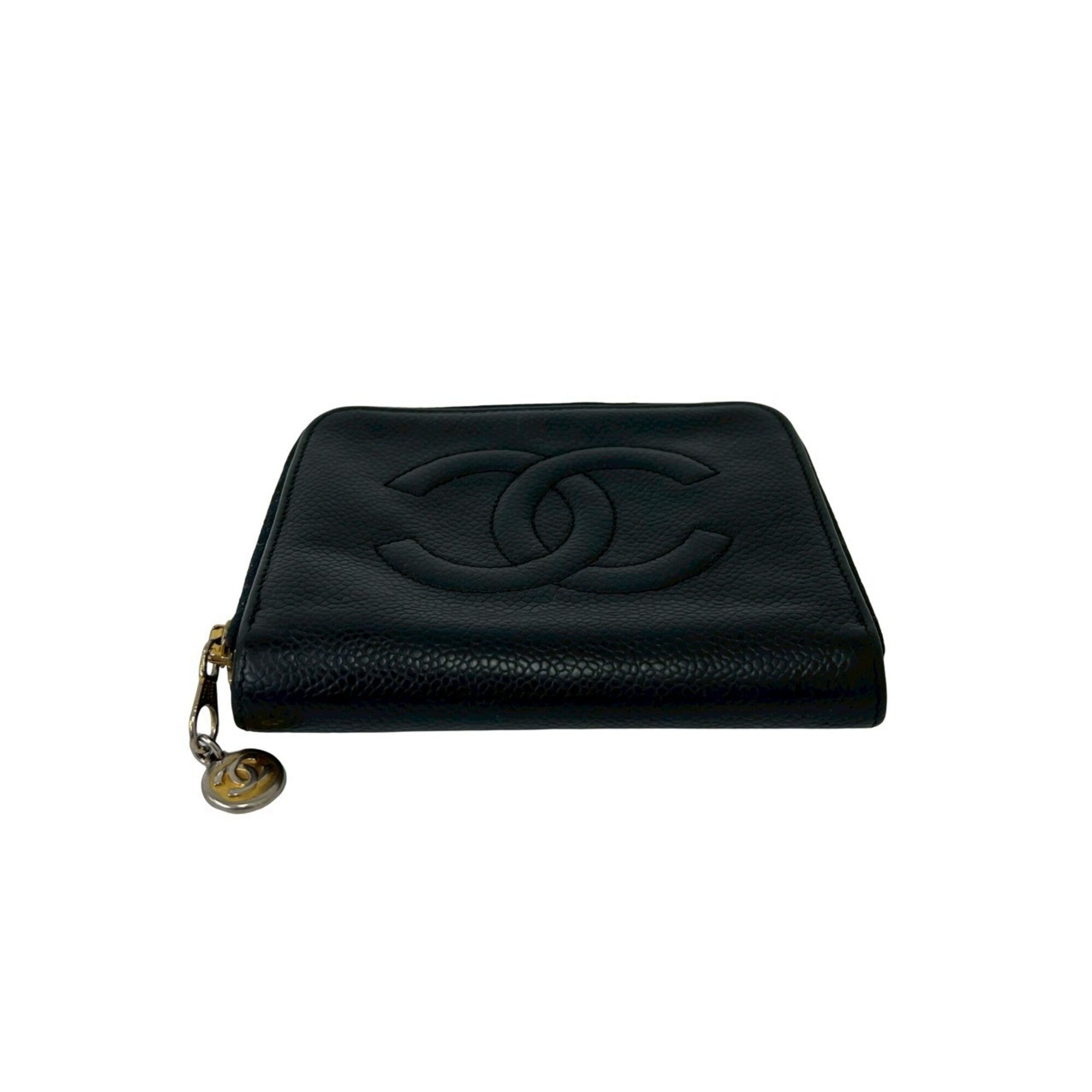 Chanel Black Grained Calfskin Wallet (Bi-Fold) (Pre-Owned)