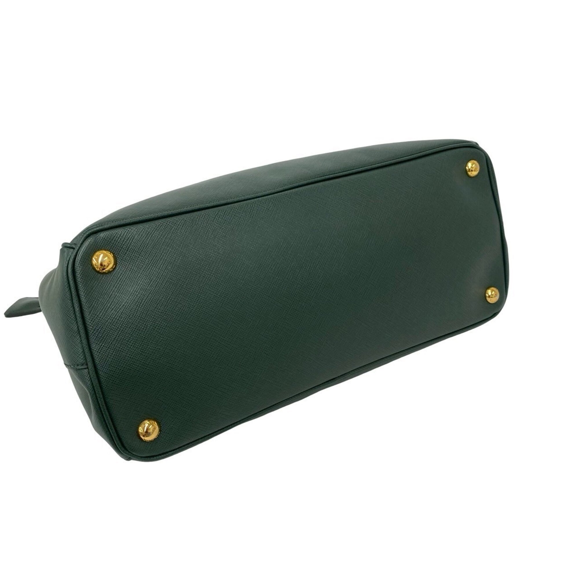 Prada Green Leather Handbag Shoulder Bag Tote Bag (Pre-Owned)