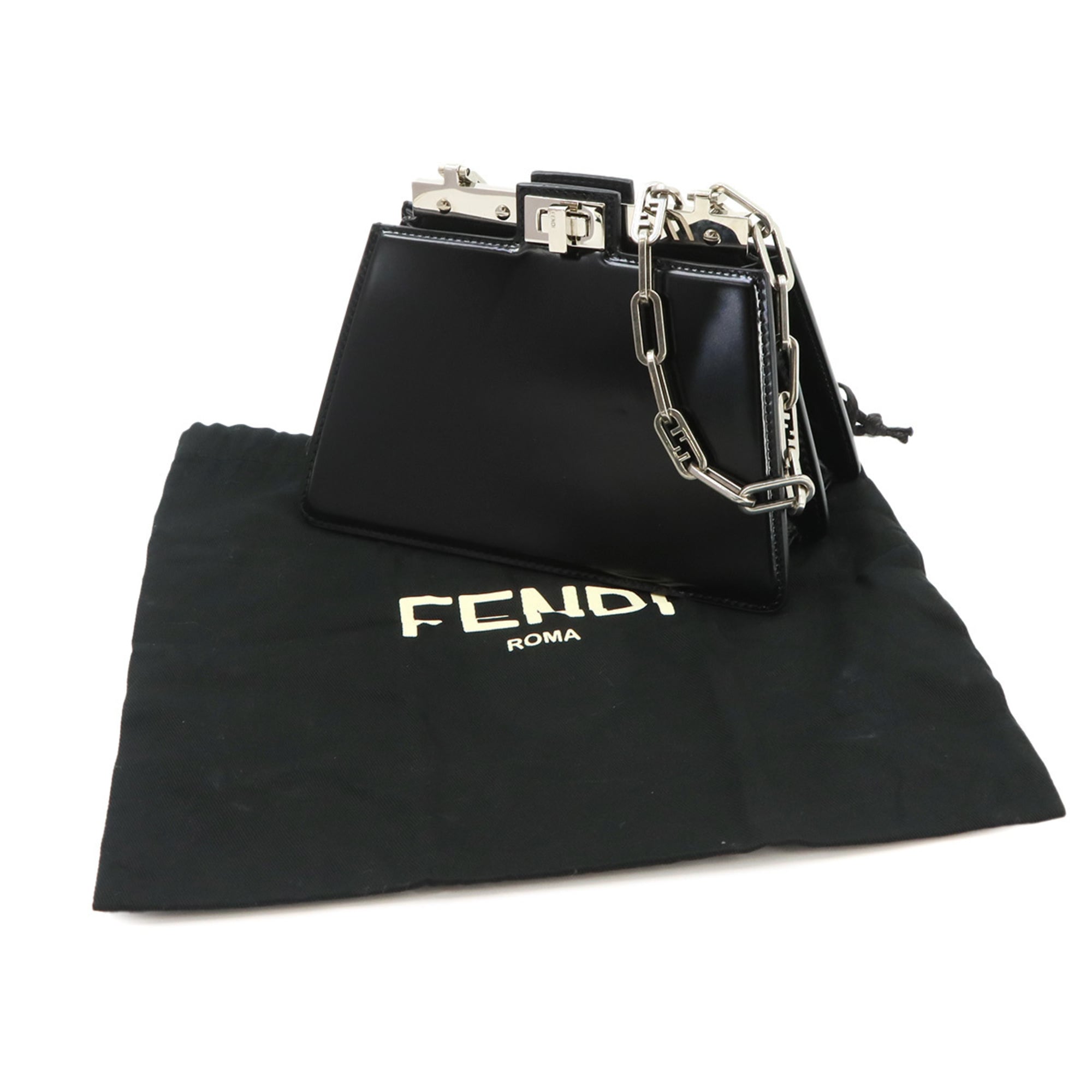 Fendi Peekaboo Black Leather Handbag Shoulder Bag (Pre-Owned)