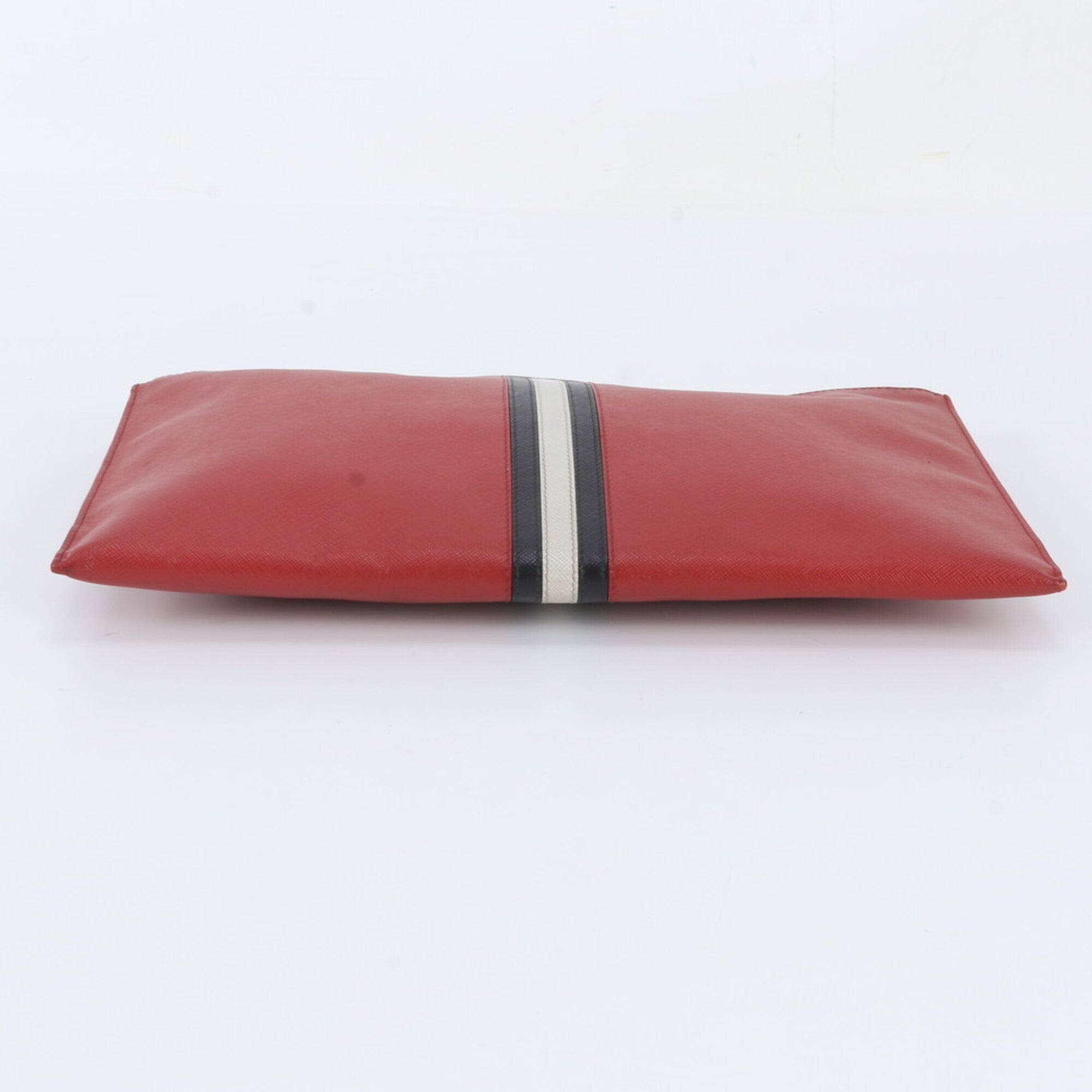 Prada Red Color Leather Clutch Bag Pouch (Pre-Owned)