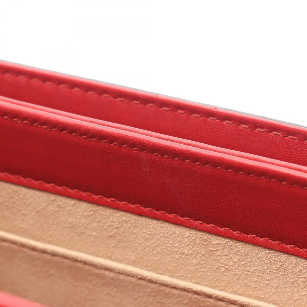 Gucci Ivory Navy Red Color Leather Handbag (Pre-Owned)
