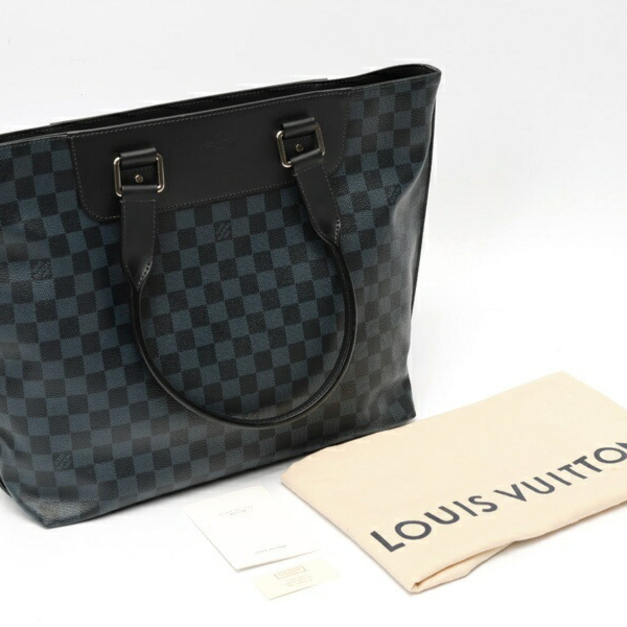 Louis Vuitton Damier Cobalt Black Canvas Leather Tote Bag (Pre-Owned)