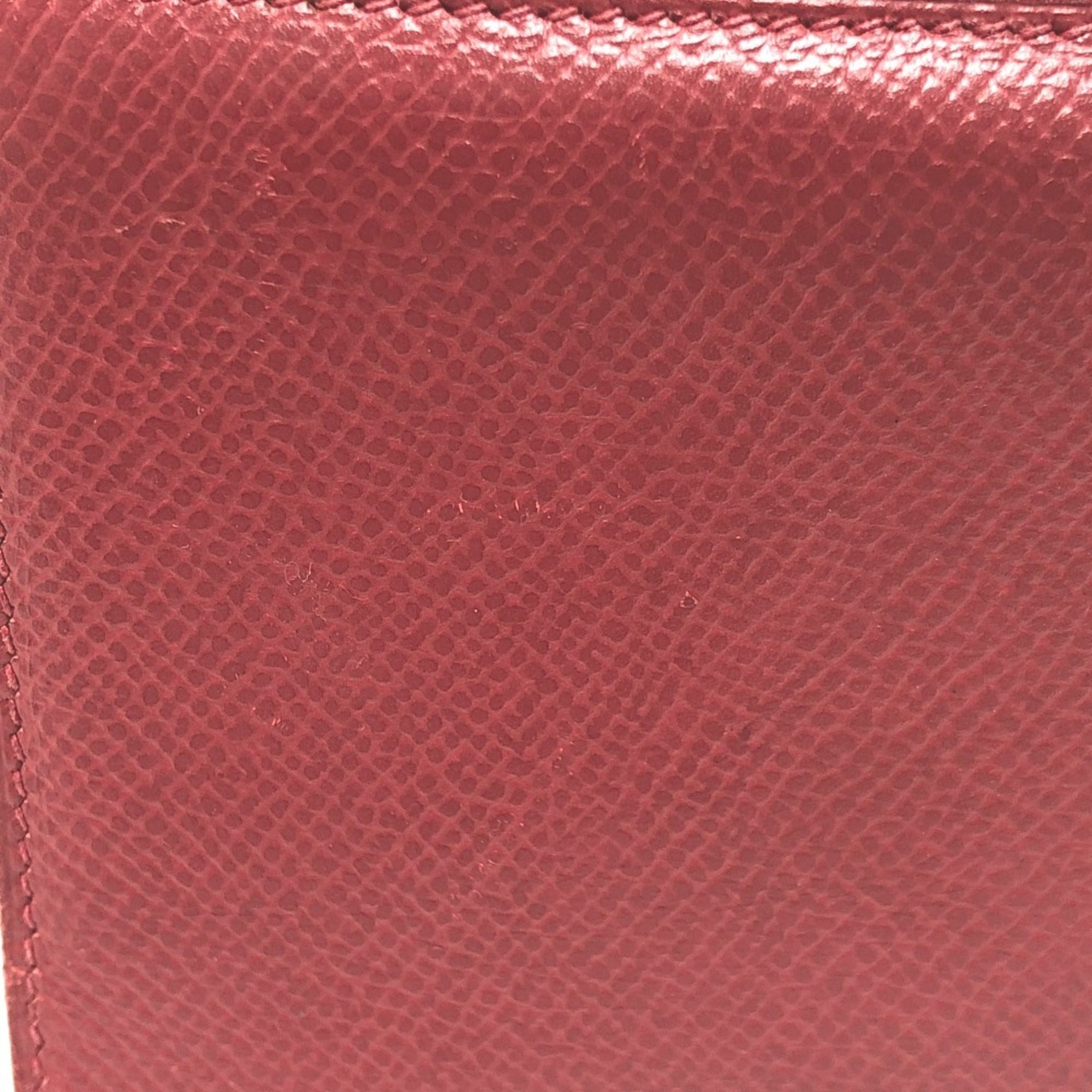Hermes Red Color Courchevel Leather Long Wallet (Bi-Fold) (Pre-Owned)