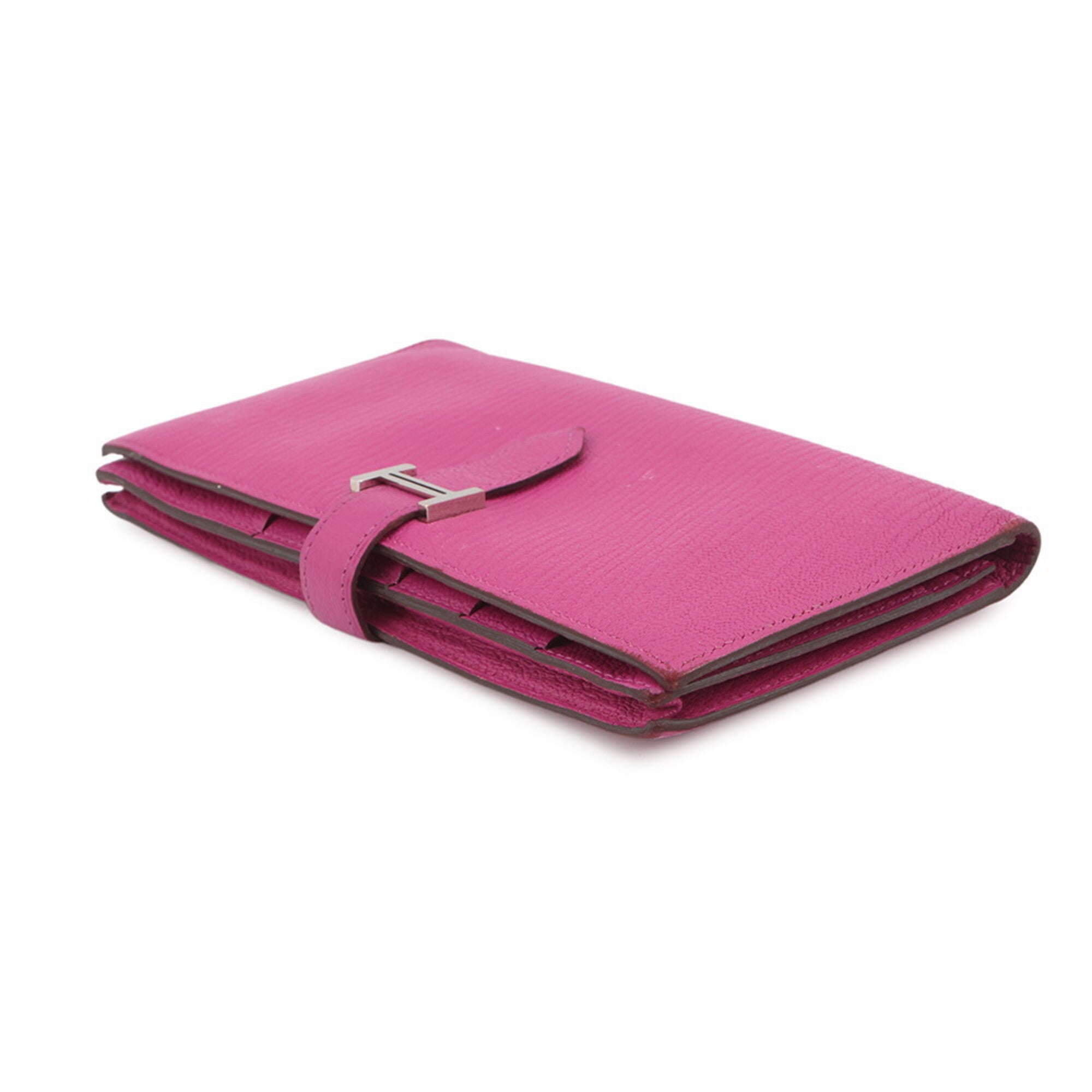 Hermes Pink Chevre Myzore Leather Long Wallet (Bi-Fold) (Pre-Owned)