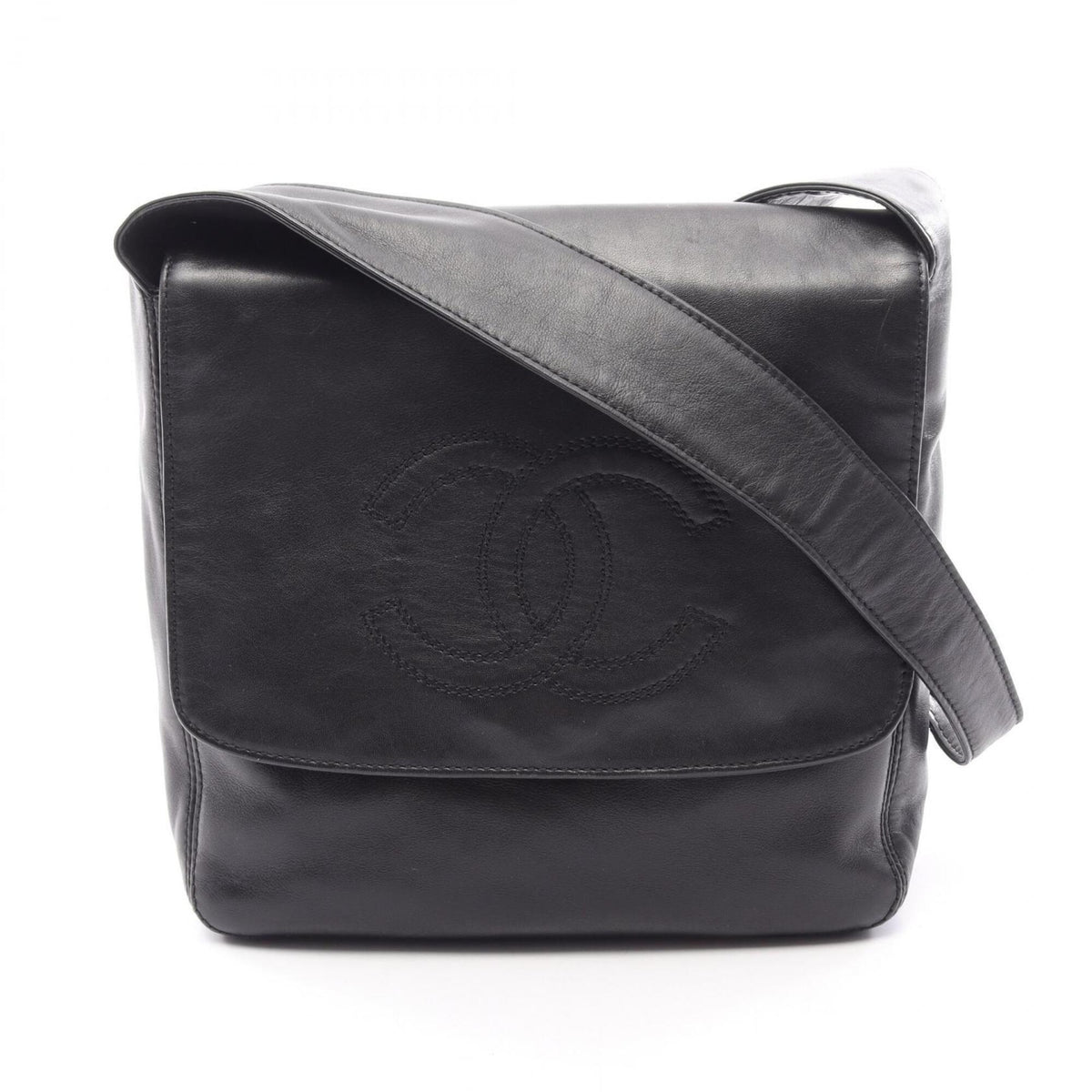 Chanel Black Leather Handbag Shoulder Bag (Pre-Owned)