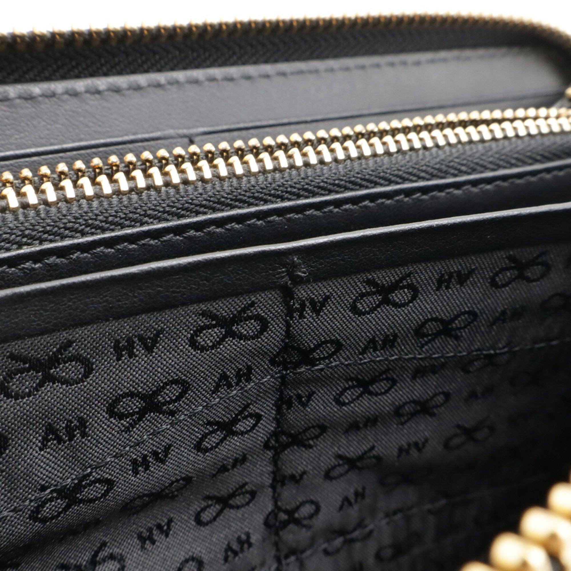 Anya Hindmarch Black Leather Long Wallet (Bi-Fold) (Pre-Owned)