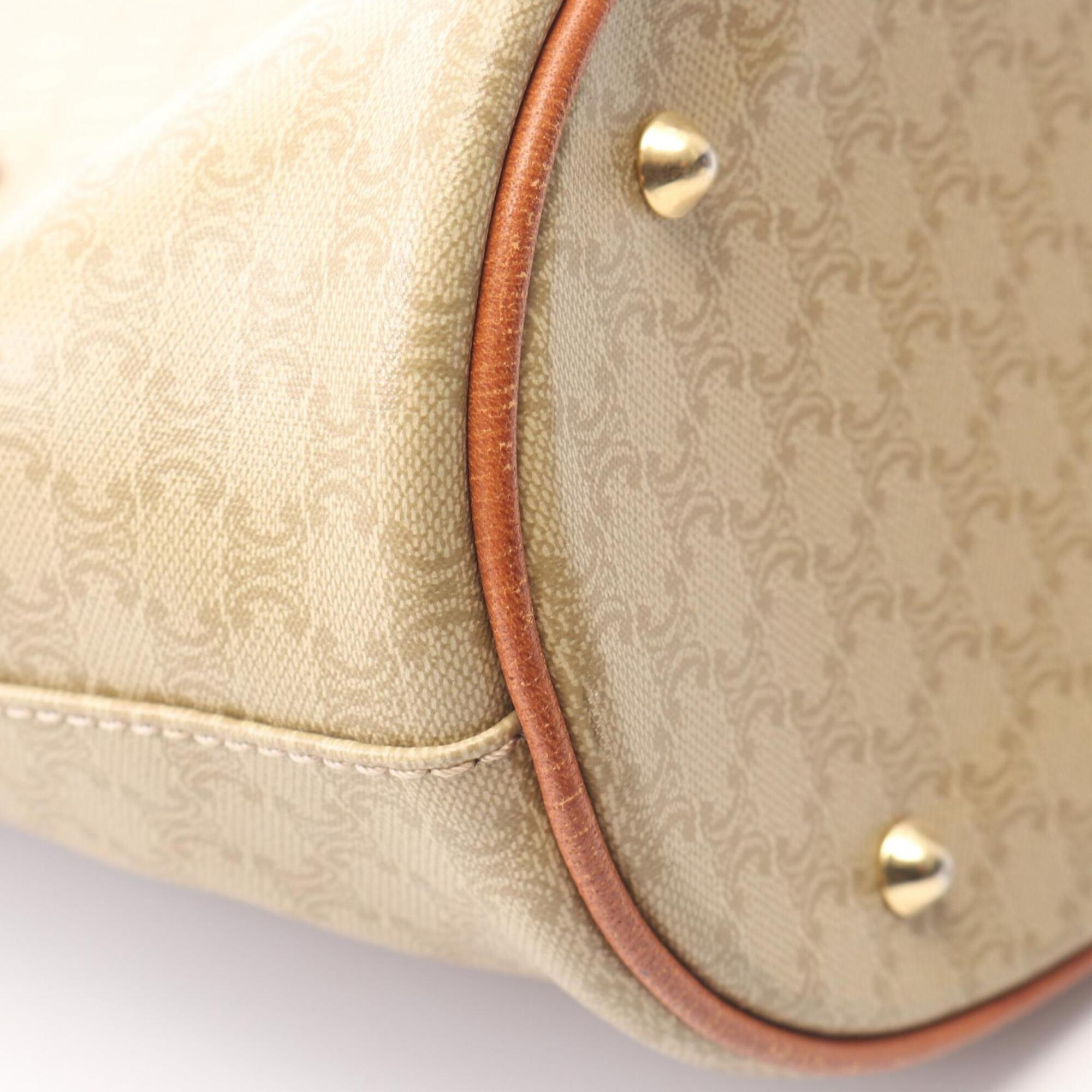 Celine Beige Brown Coated Canvas Leather Handbag Tote Bag (Pre-Owned)