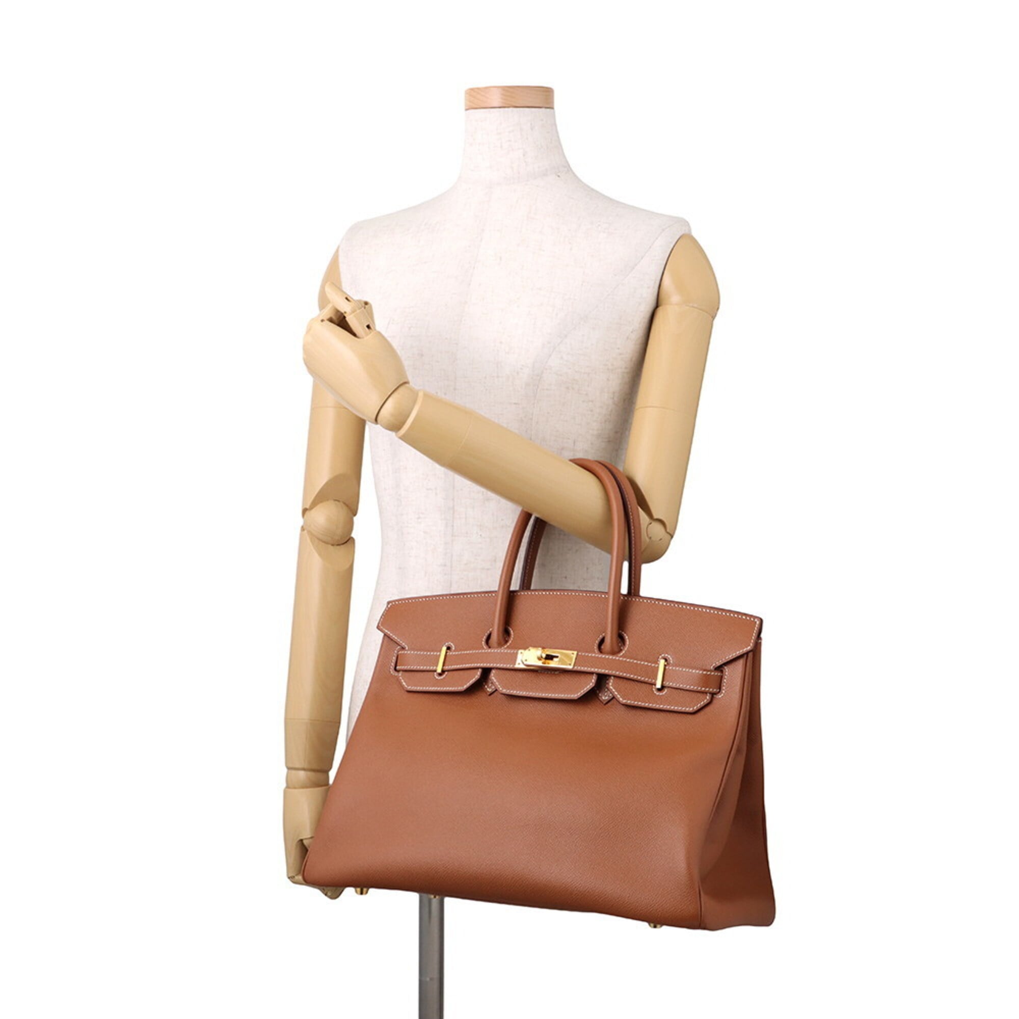 Hermes Beige Gold Gold Brown Courchevel Leather Handbag (Pre-Owned)