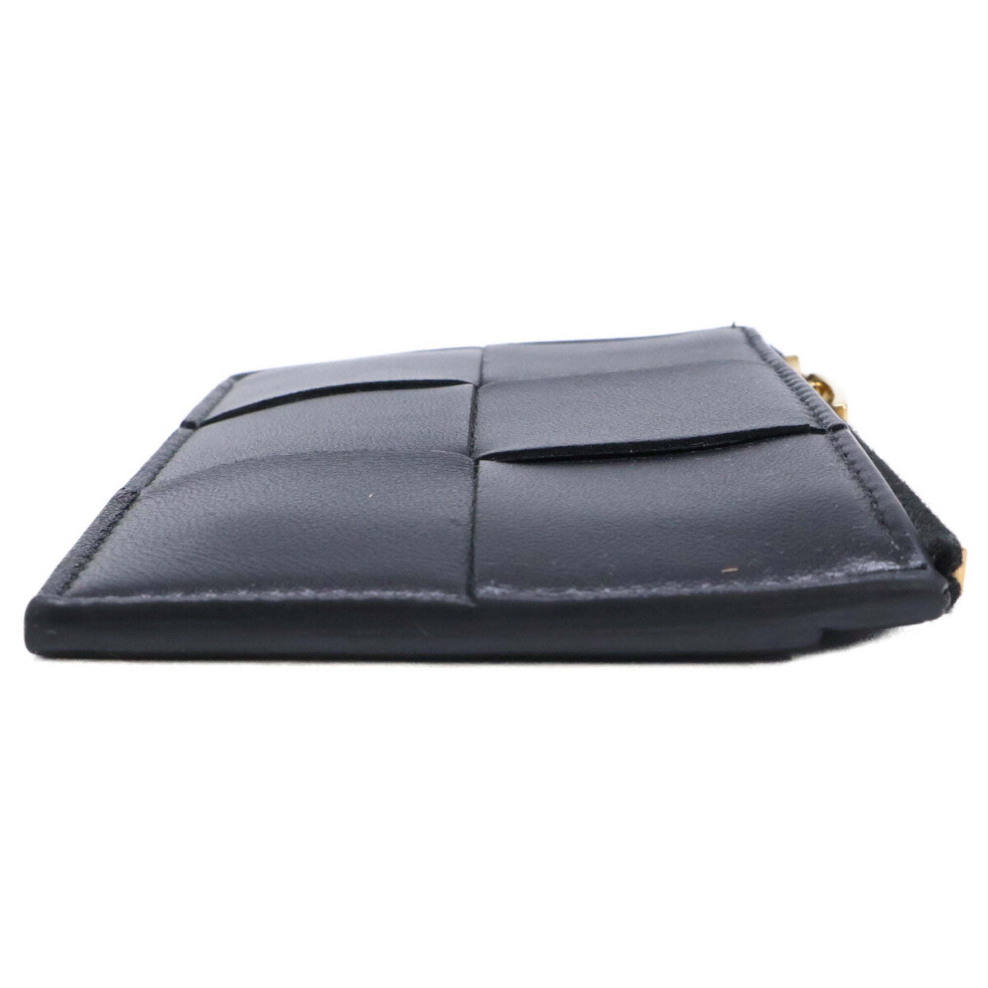 Bottega Veneta Black Leather Coin Purse/Coin Case (Pre-Owned)