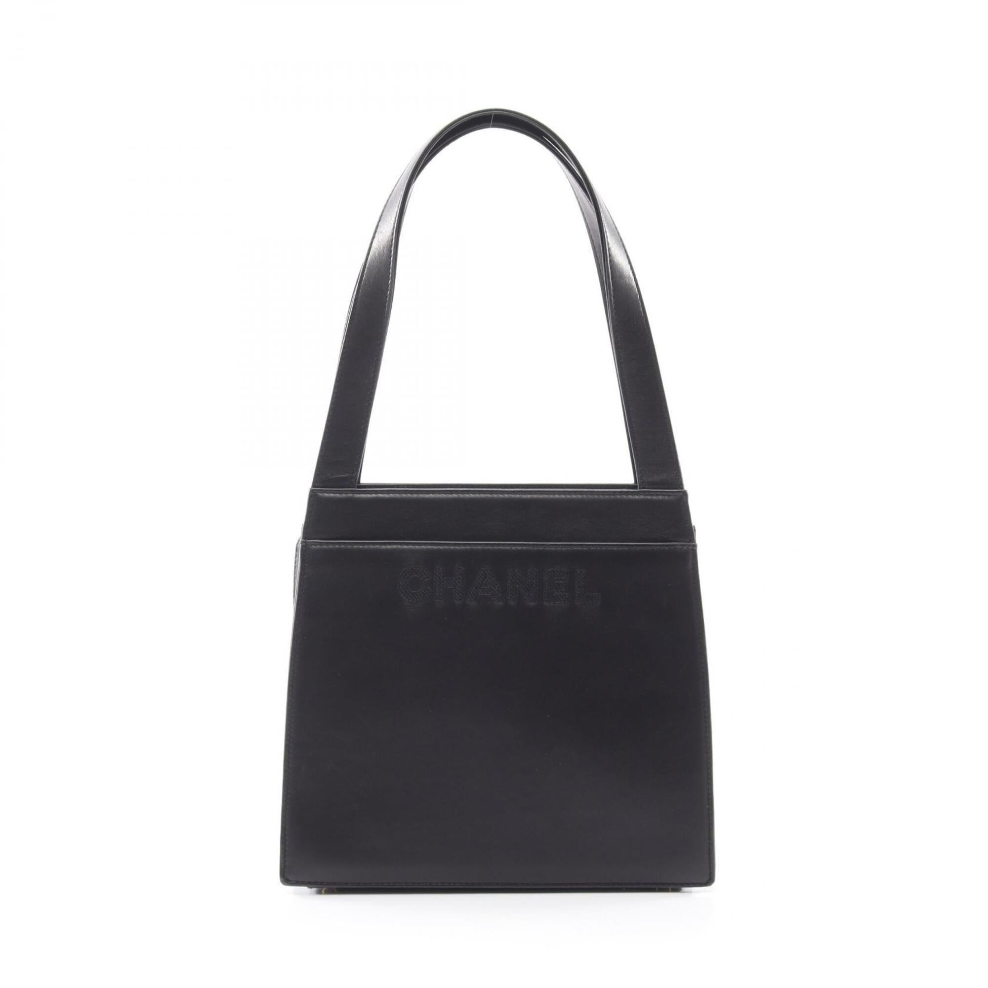 Chanel Black Leather Handbag Shoulder Bag (Pre-Owned)