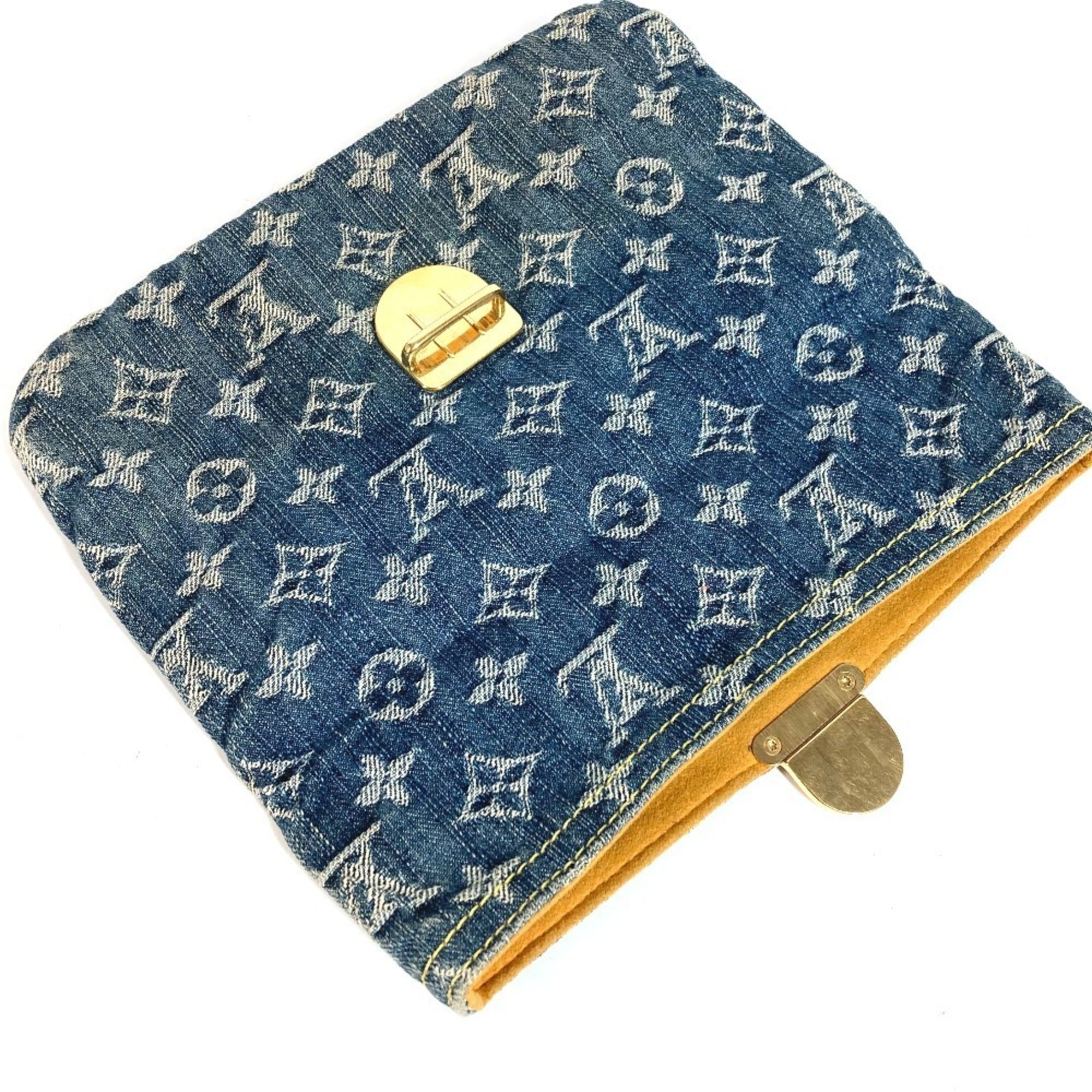 Louis Vuitton Blue Monogram Denim Clutch Bag Handbag Pochette Pouch (Pre-Owned)