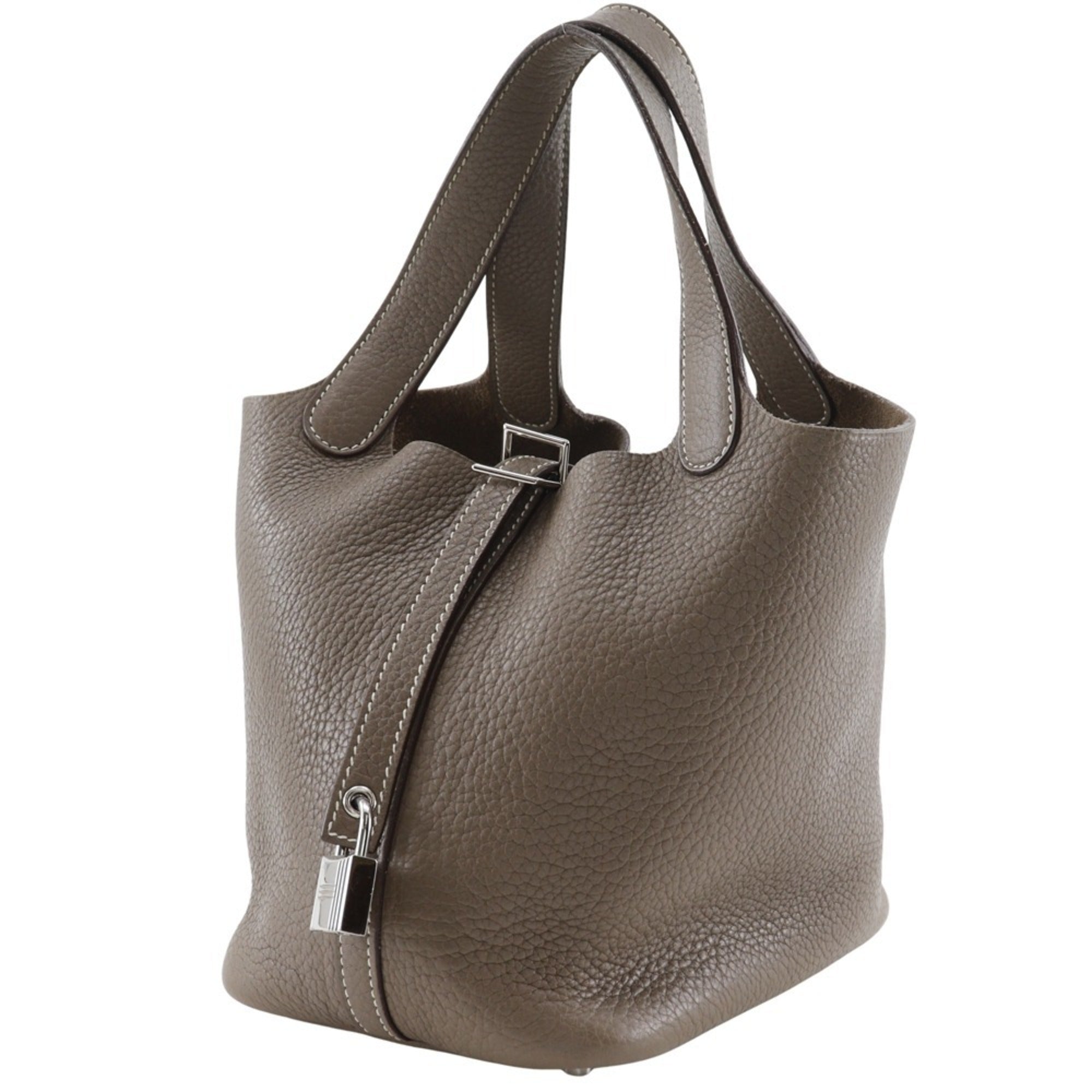 Hermes Picotin Etoupe Gray Taurillon Clemence Leather Handbag (Pre-Owned)