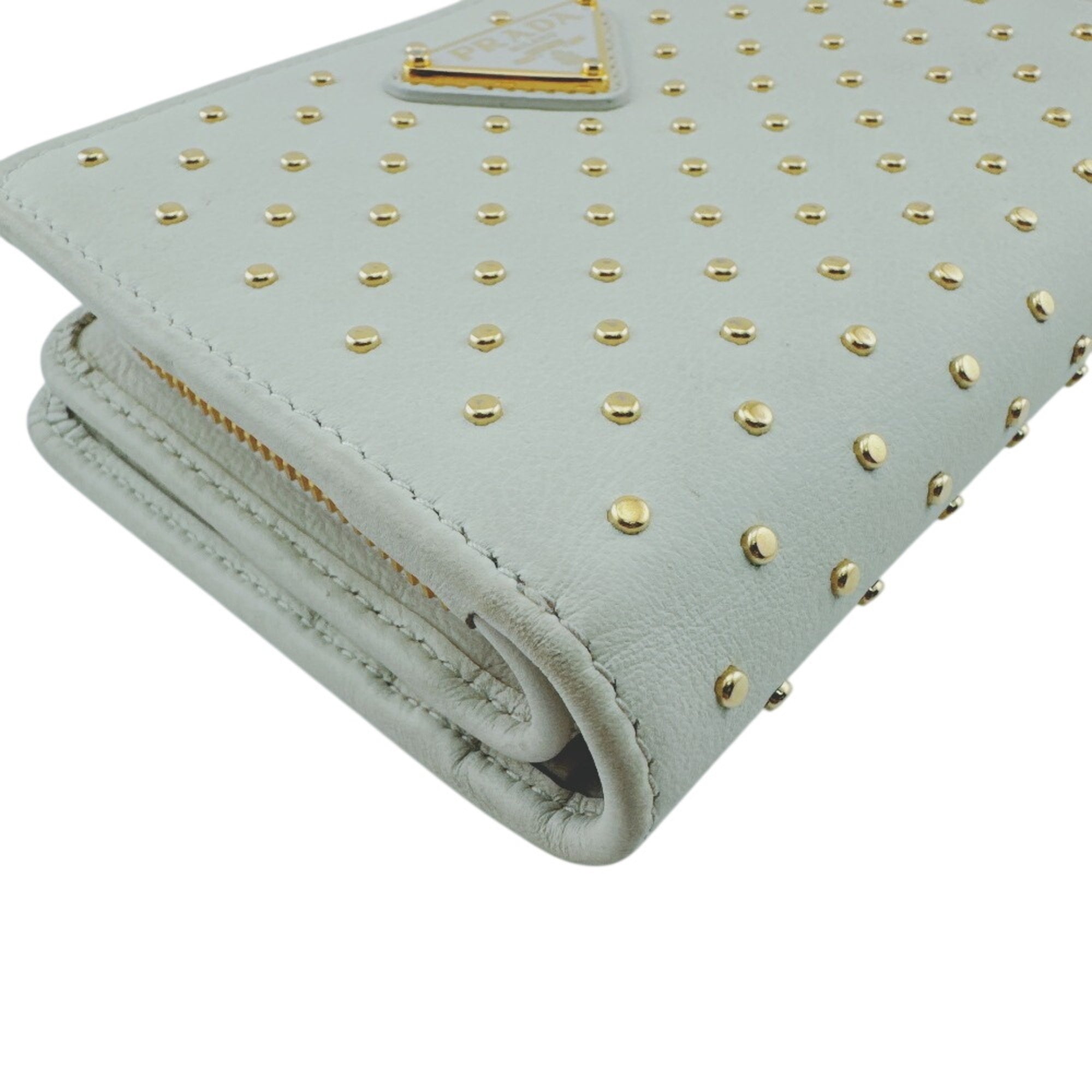 Prada Gold White Leather Wallet (Bi-Fold) (Pre-Owned)
