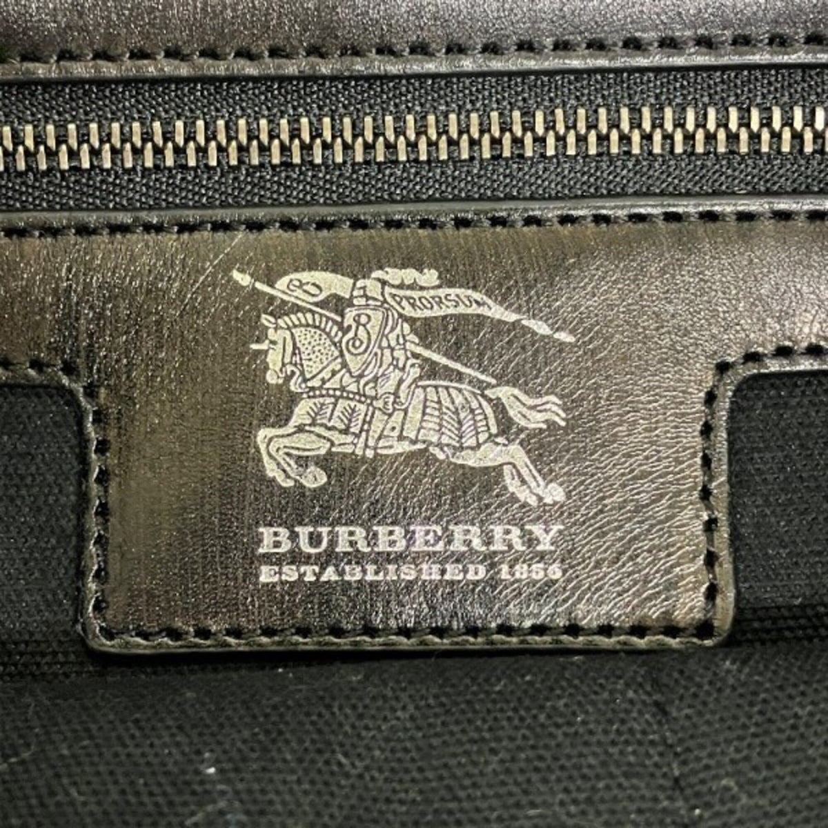 Burberry Black Ivory Canvas Leather Shoulder Bag Tote Bag (Pre-Owned)