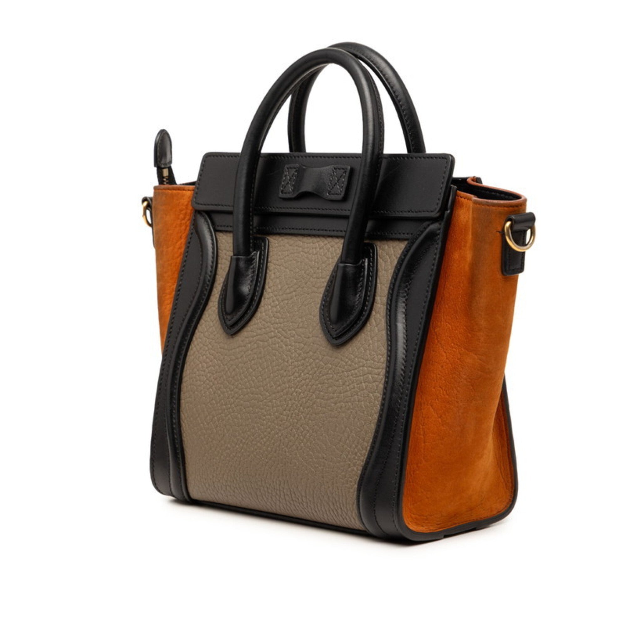 Celine Black Brown Gray Leather Handbag Shoulder Bag (Pre-Owned)