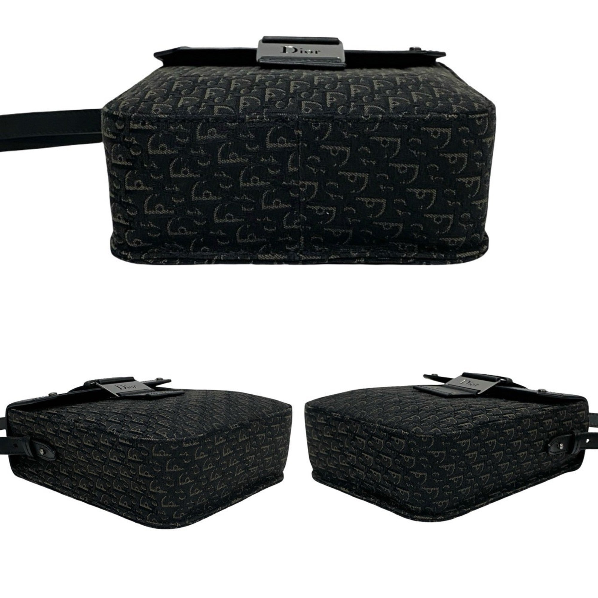 Christian Dior Black Leather Canvas Shoulder Bag (Pre-Owned)