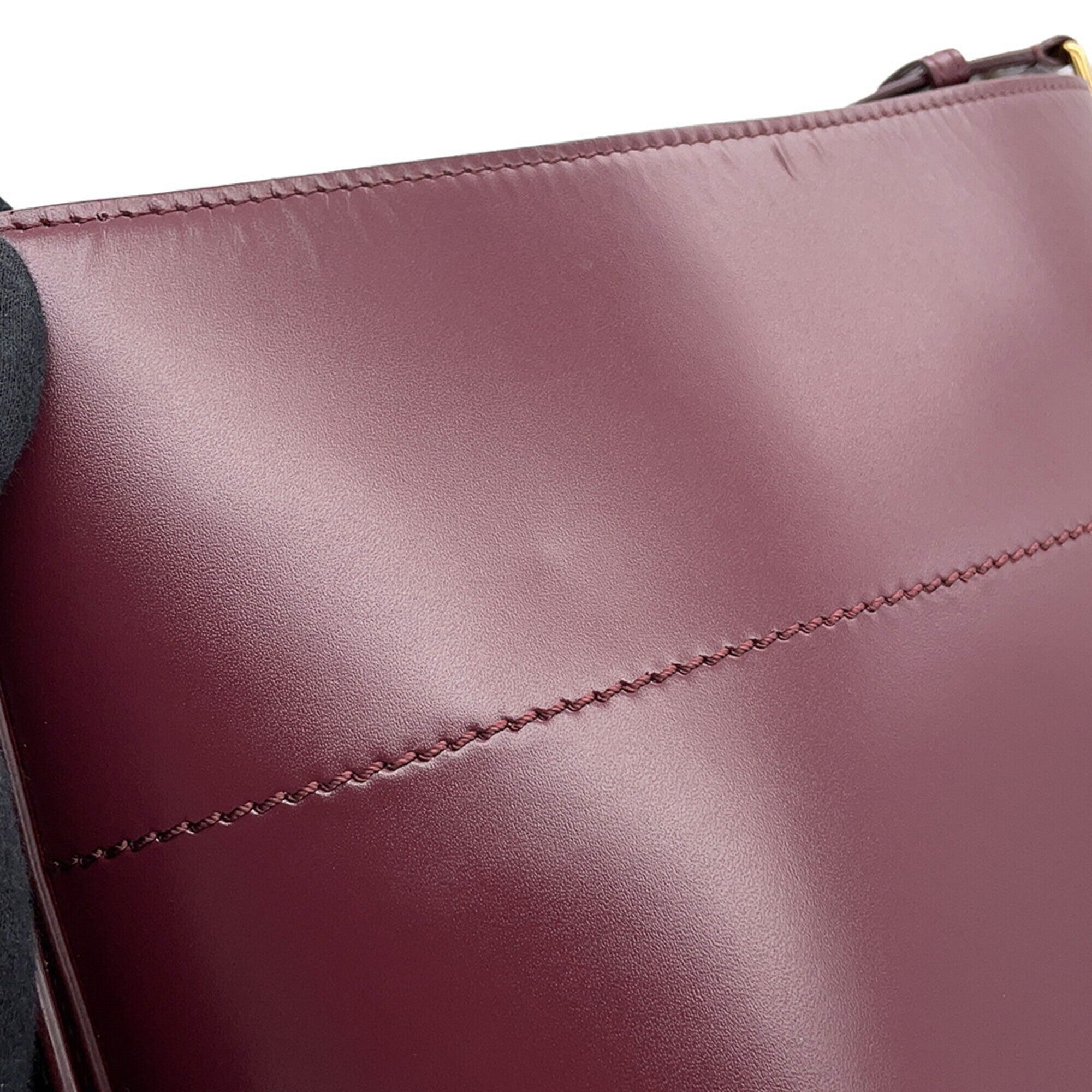 Celine Bordeaux Leather Handbag Shoulder Bag (Pre-Owned)