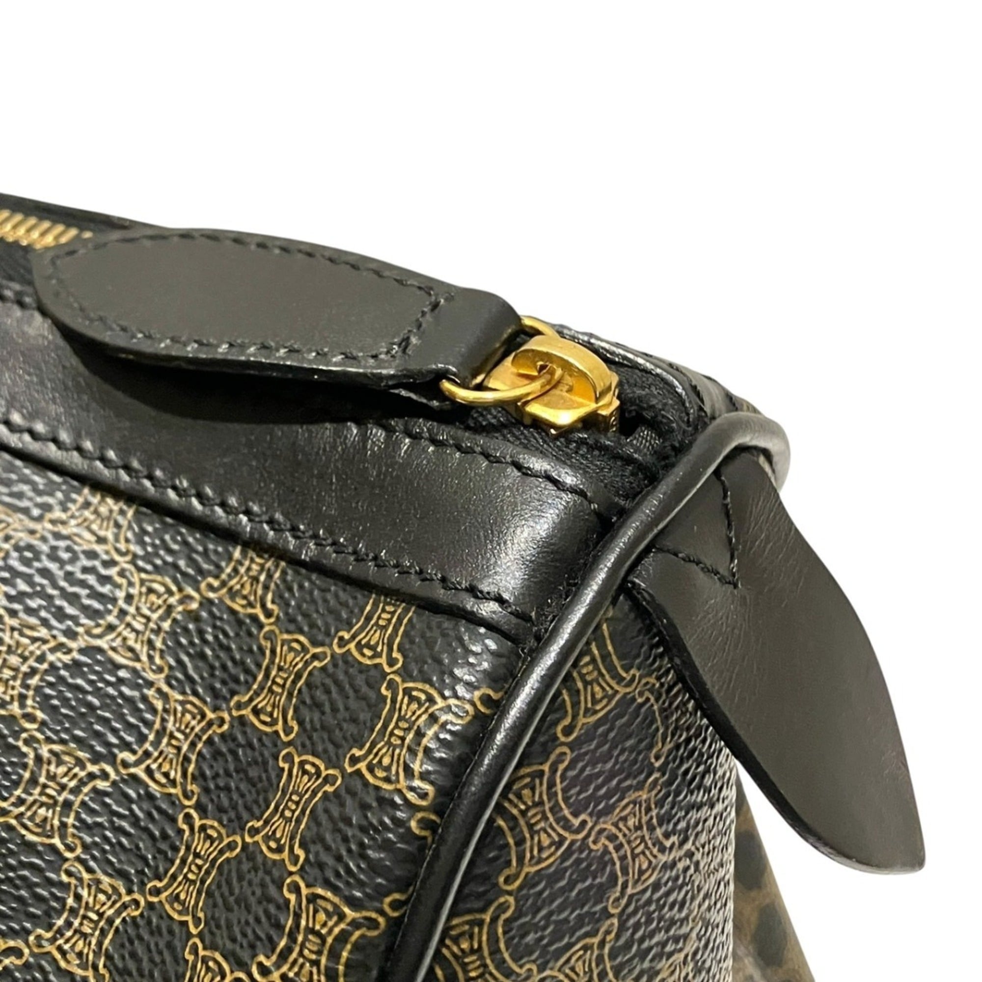 Celine Macadam Black Brown Pvc Leather Handbag (Pre-Owned)