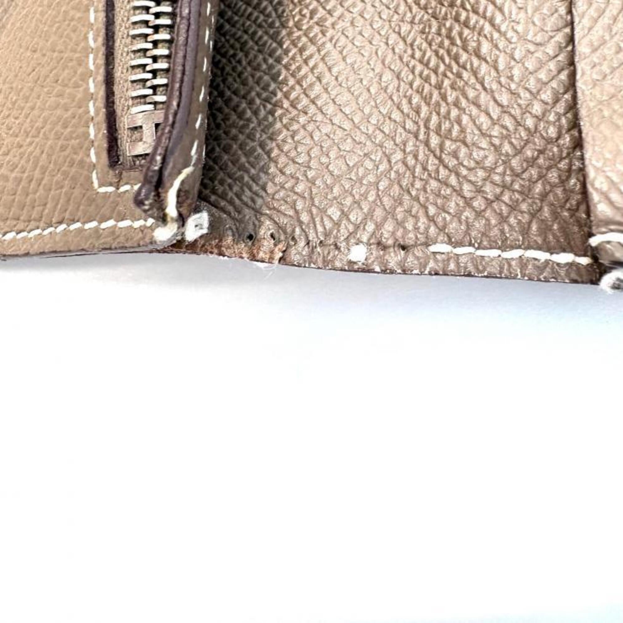 Hermes Beige Etoupe Gray Epsom Leather Long Wallet (Bi-Fold) (Pre-Owned)