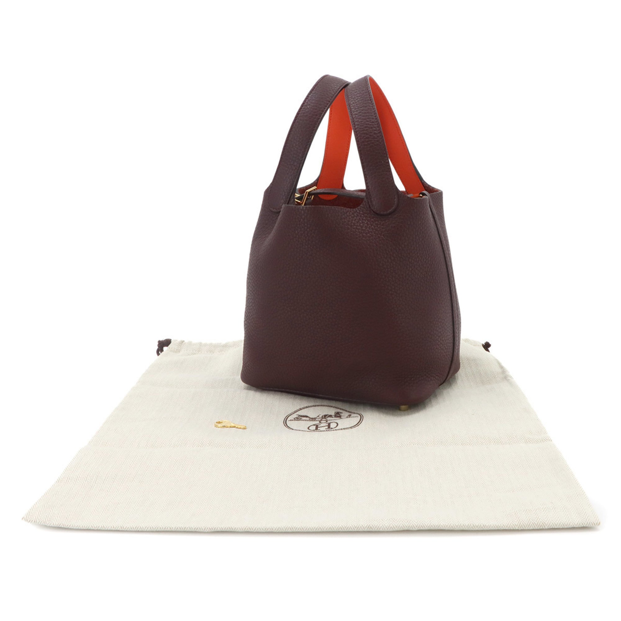 Hermes Orange Poppy Purple Taurillon Clemence Leather Swift Leather Handbag (Pre-Owned)