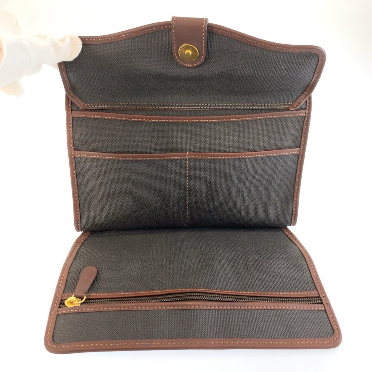 Dunhill Black Brown Pvc Leather Clutch Bag (Pre-Owned)