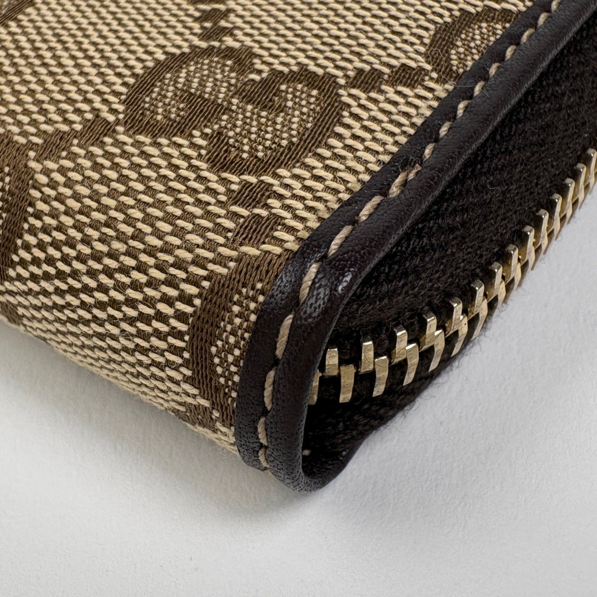 Gucci Beige Brown Canvas Leather Coin Purse/Coin Case (Pre-Owned)