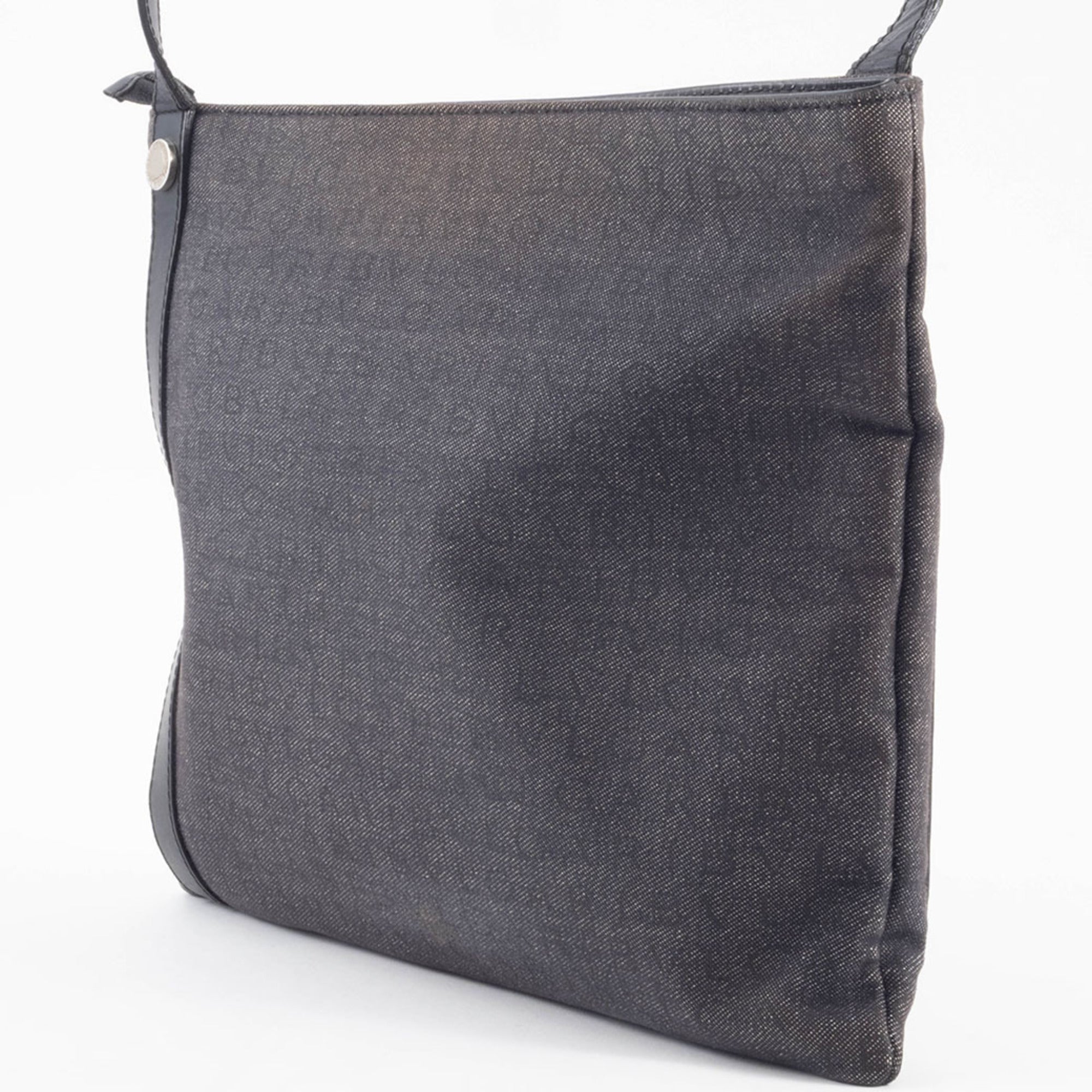 Bvlgari Logomania Black Canvas Leather Shoulder Bag (Pre-Owned)